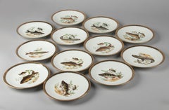 Moderne Fischteller und Servierteller aus Porzellan aus der Mitte des Jahrhunderts von Limoges, Frankreich