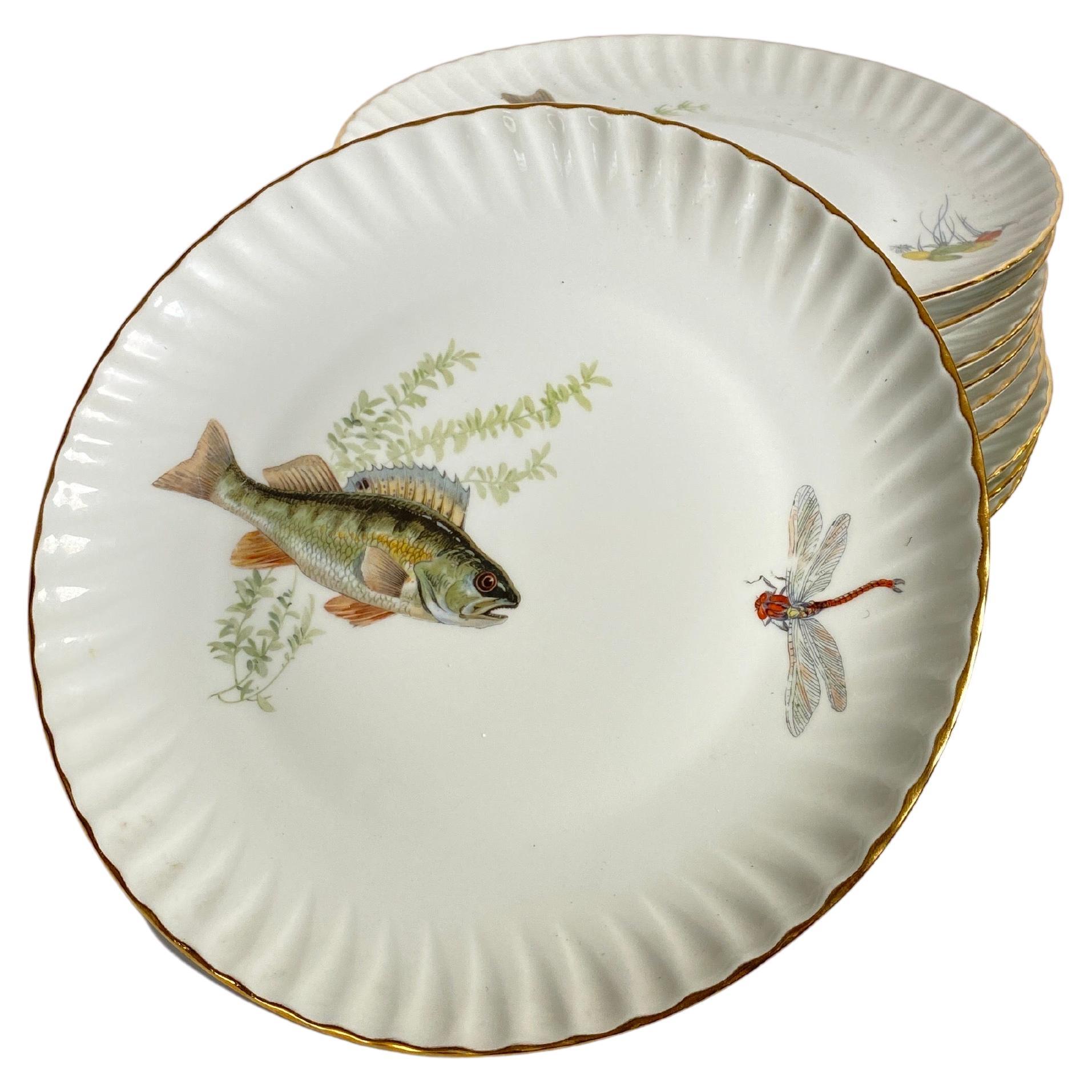 Limoges Fish Plates - 25 For Sale on 1stDibs | limoges hand