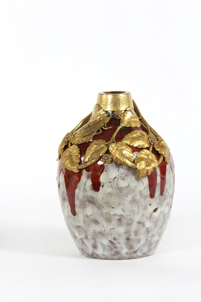MidCentury Modern Porcelain/Gilt Dore Vase For Sale at 1stdibs