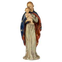 Mid Century Modern Porcelain Statue of Maria with Baby Jesus Made by Goebel