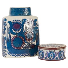 Mid-century Modern Porcelain Vase and Jar by Berte Jessen for Royal Copenhagen