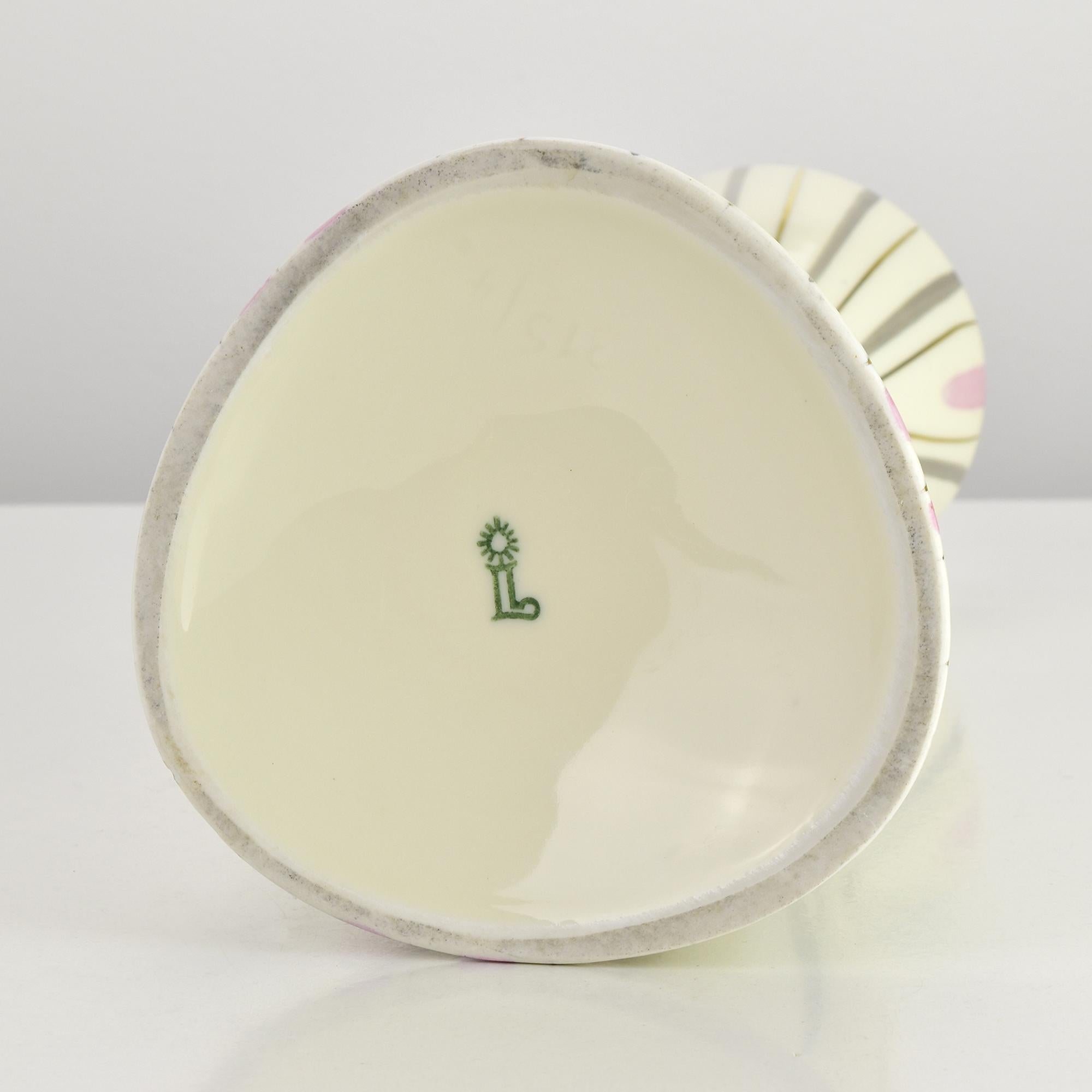 Porcelaine Vase en porcelaine du milieu du siècle par Lichte avec un design organique rose et or en vente