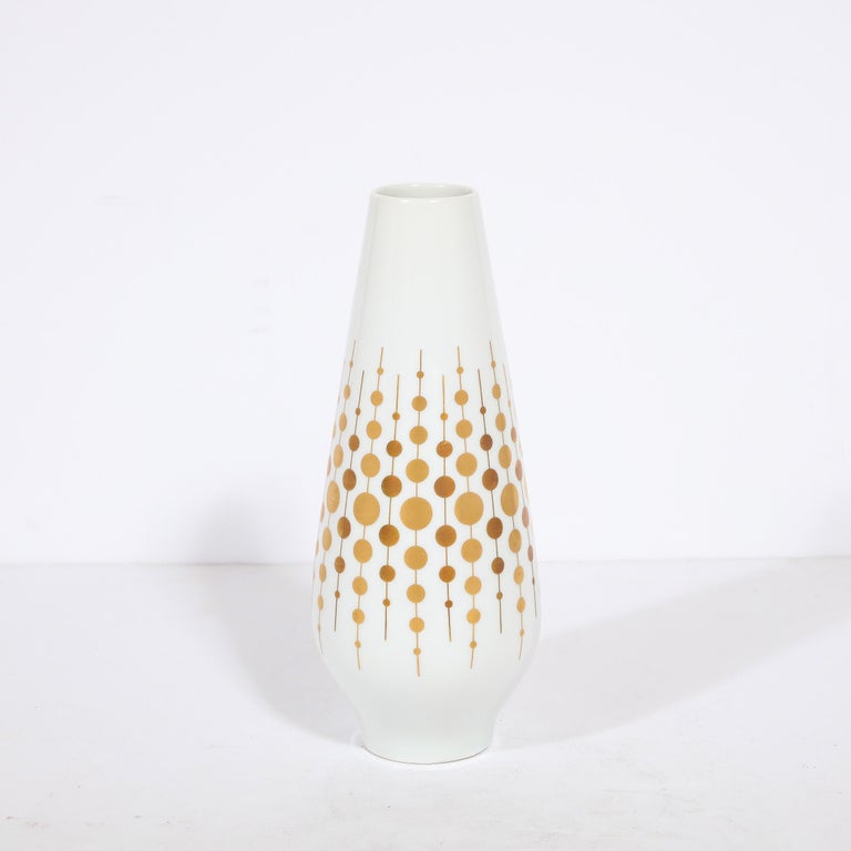 Mid-Century Modern Porcelain Vase w/ 24k Yellow Gold Gilt Detail by Alka  Kunst For Sale at 1stDibs