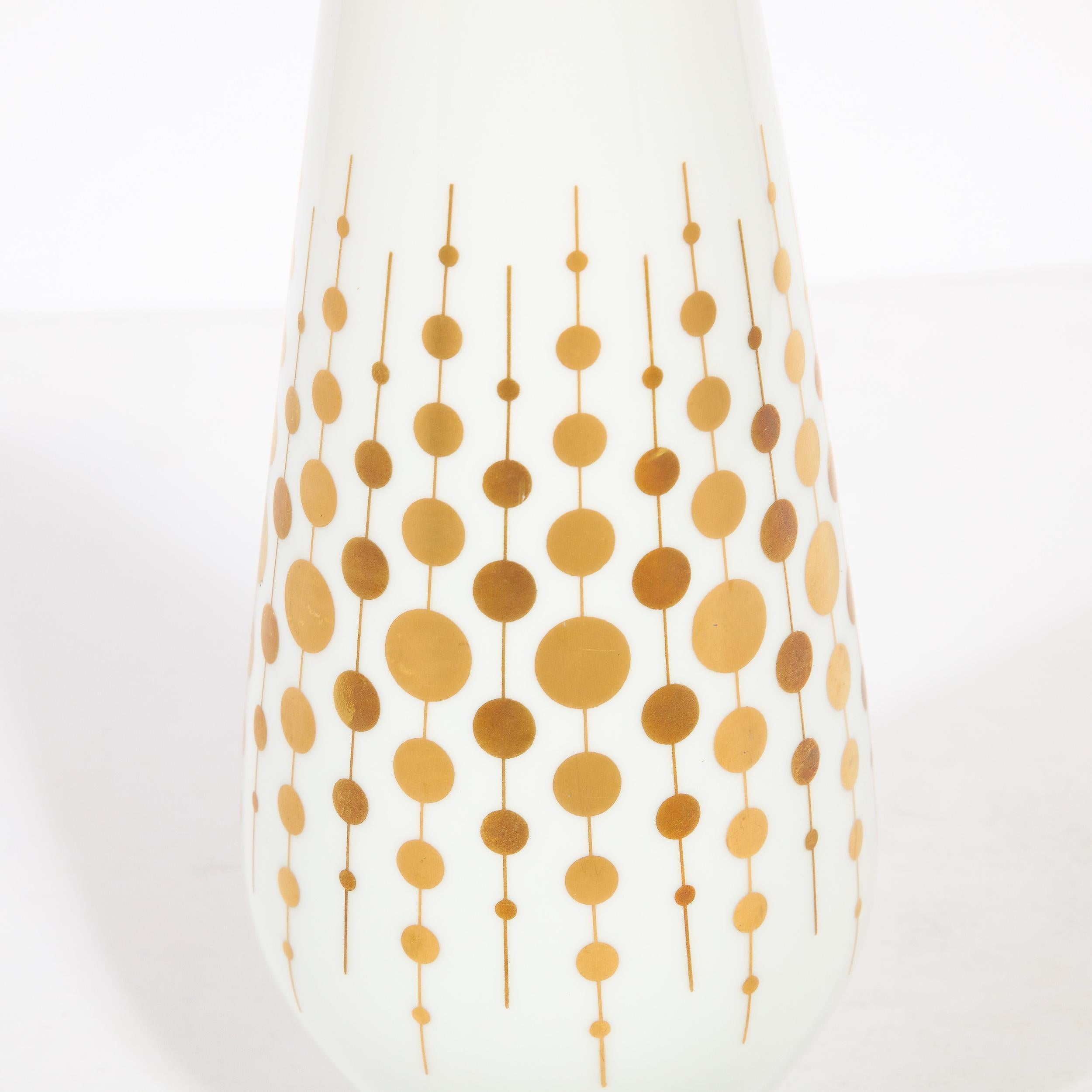 Mid-20th Century Mid-Century Modern Porcelain Vase w/ 24k Yellow Gold Gilt Detail by Alka Kunst  For Sale