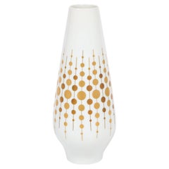 Mid-Century Modern Porcelain Vase w/ 24k Yellow Gold Gilt Detail by Alka Kunst 