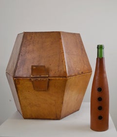 Mid-Century Modern Portable Dry Bar in Saddle Leather, 1960s