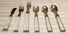 Mid-Century Modern Porter Blanchard Lucite & Silver Flatware, 1970s