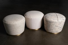 Puf Otomano Porthos Moderno de Mediados de Siglo, Tela Biege, Hecho a Mano por Greenapple