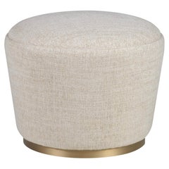 Moderner Porthos-Pouf-Ottoman aus der Mitte des Jahrhunderts, Biege-Stoff, handgefertigt von Greenapple