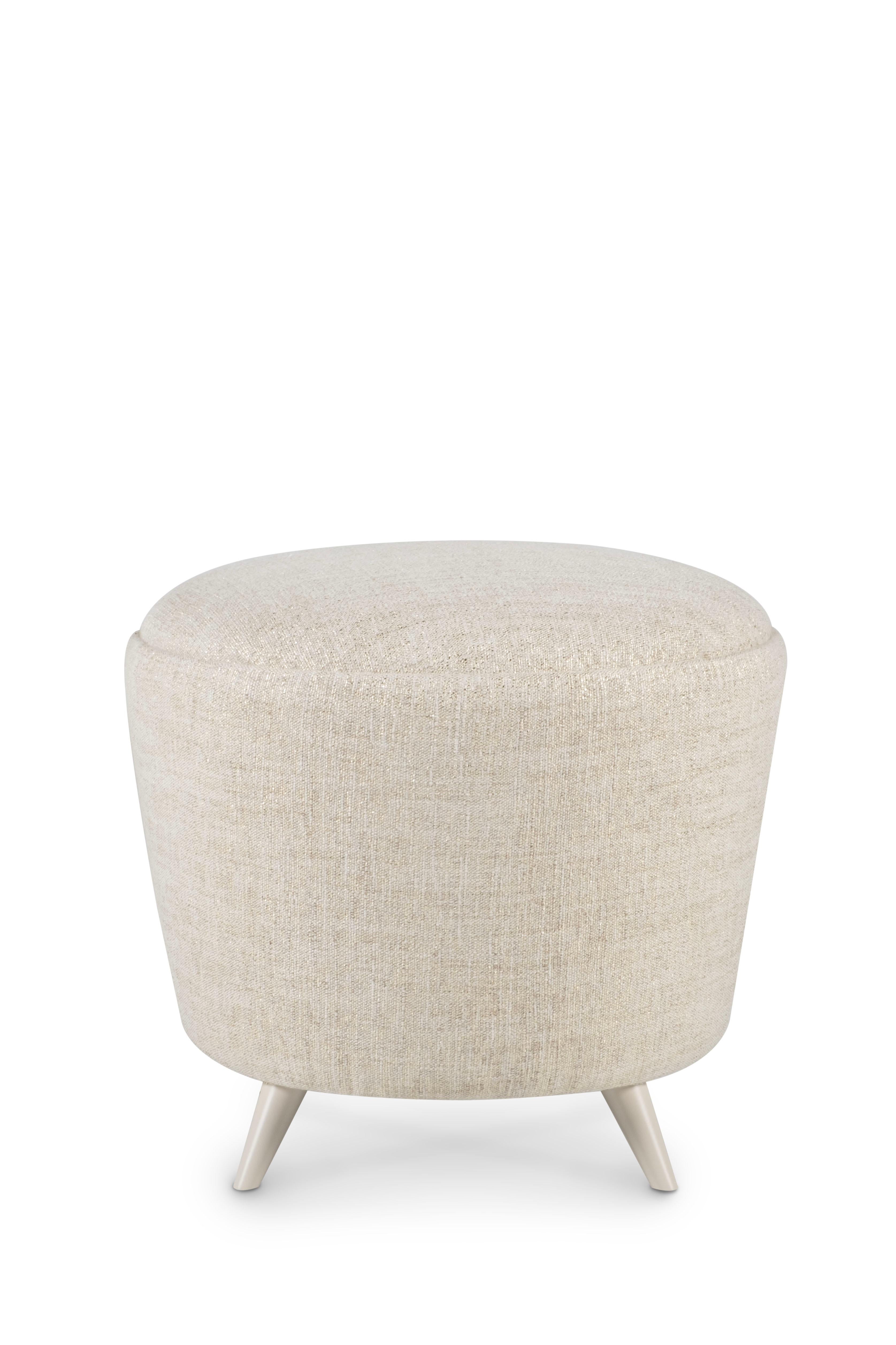 Moderne Pouf Porthos du milieu du siècle dernier, tissu Biege, fabriqué à la main par Greenapple en vente