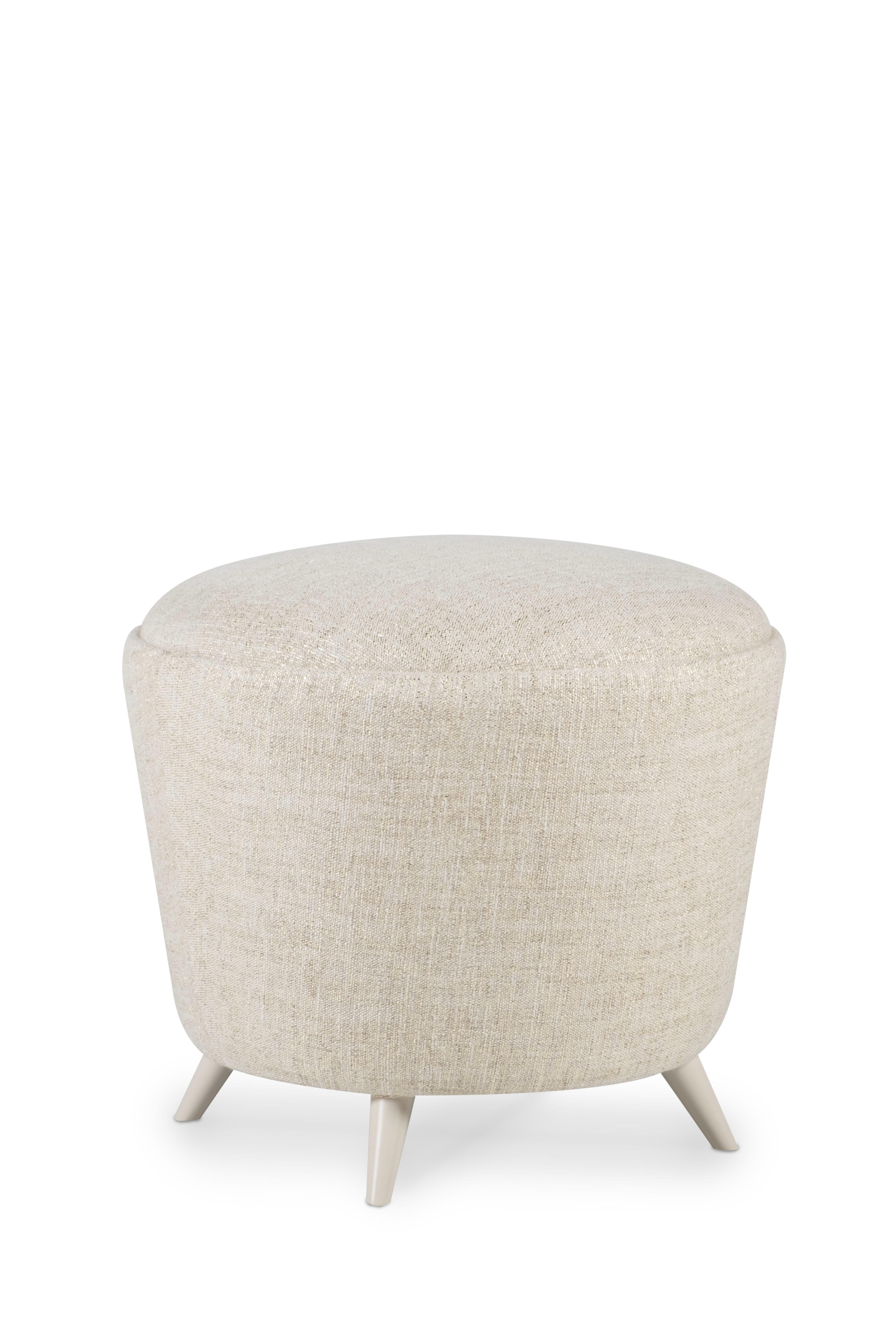 Portugais Pouf Porthos du milieu du siècle dernier, tissu Biege, fabriqué à la main par Greenapple en vente