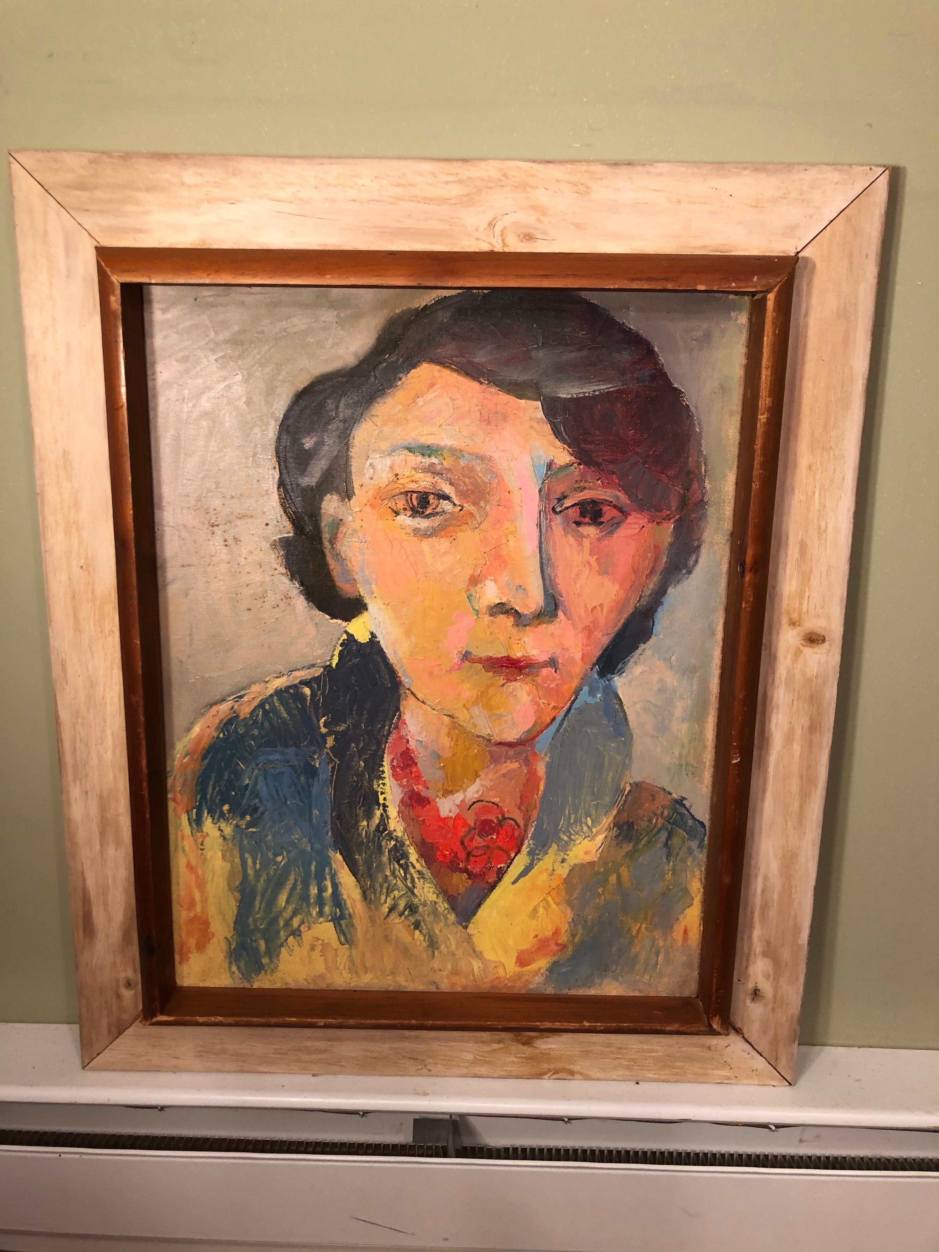 Mid-Century Modern Portrait of a Woman by Jerome Burns In Good Condition For Sale In Redding, CT