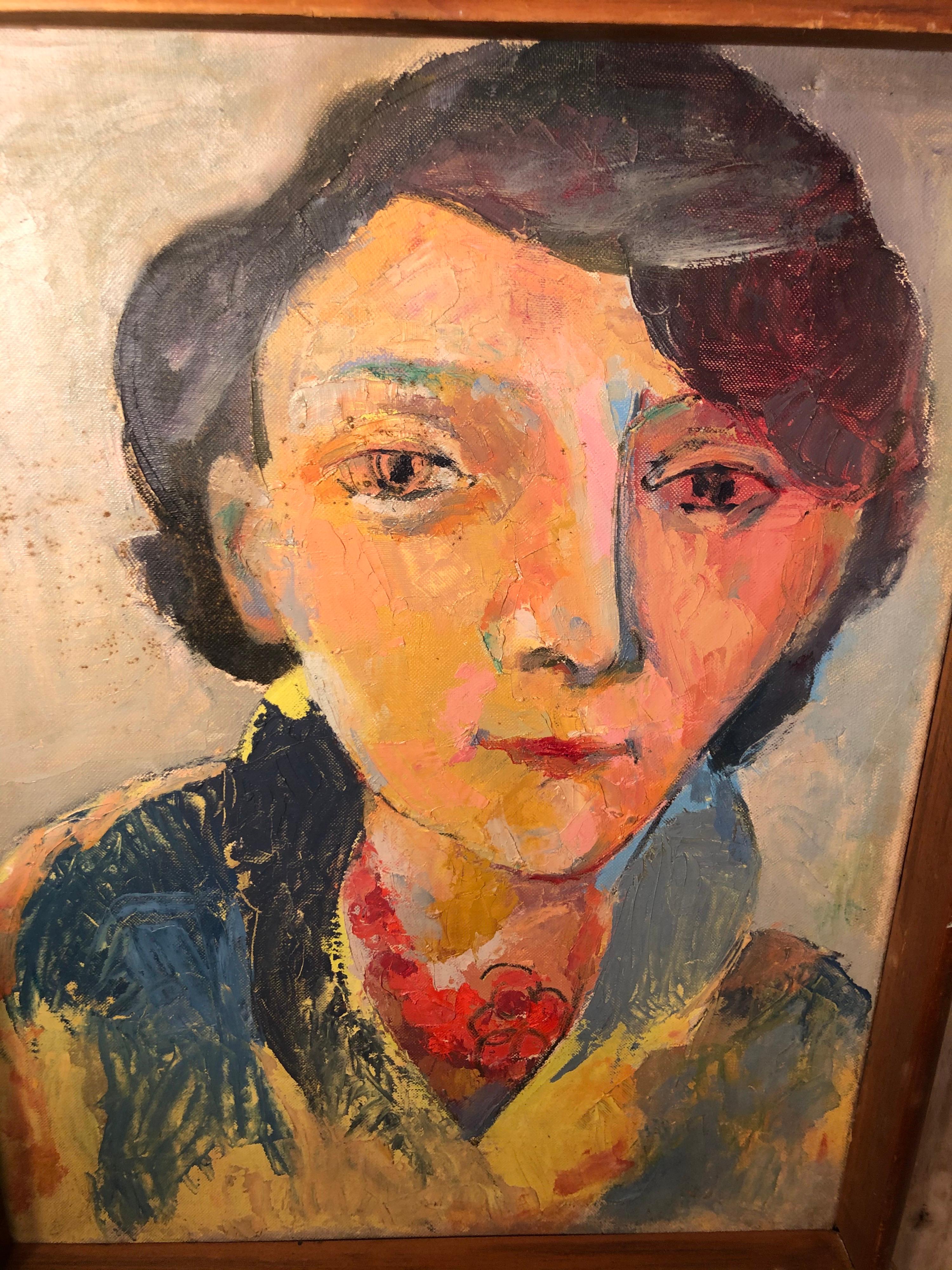 Mid-Century Modern Portrait of a Woman by Jerome Burns For Sale 1