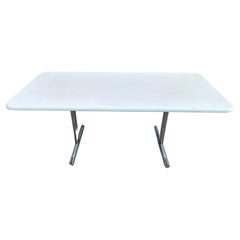 Mid century modern post modern outdoor patio dining table fiberglass white