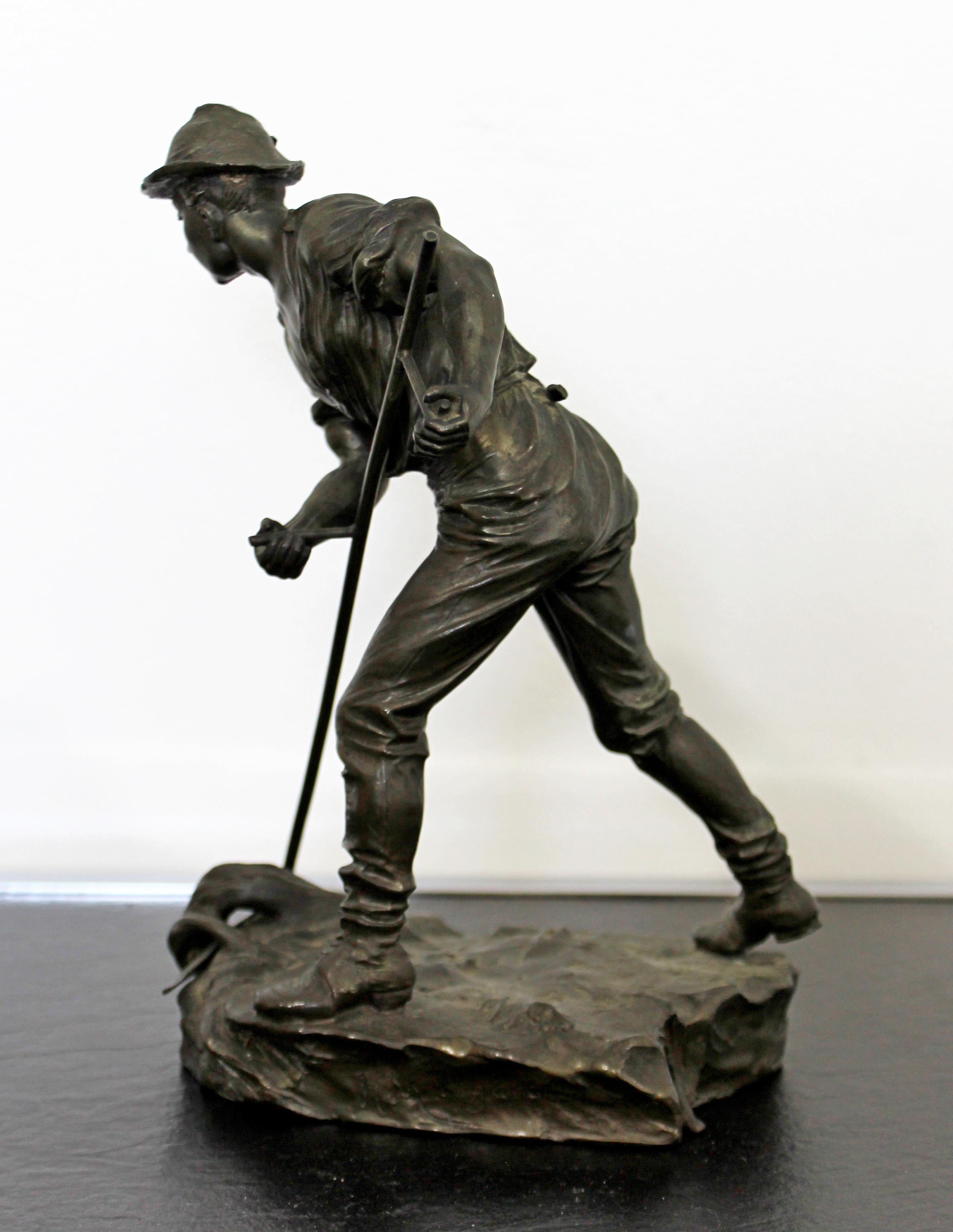 Mid-Century Modern Pot Metal Table Sculpture of Man Farming 1