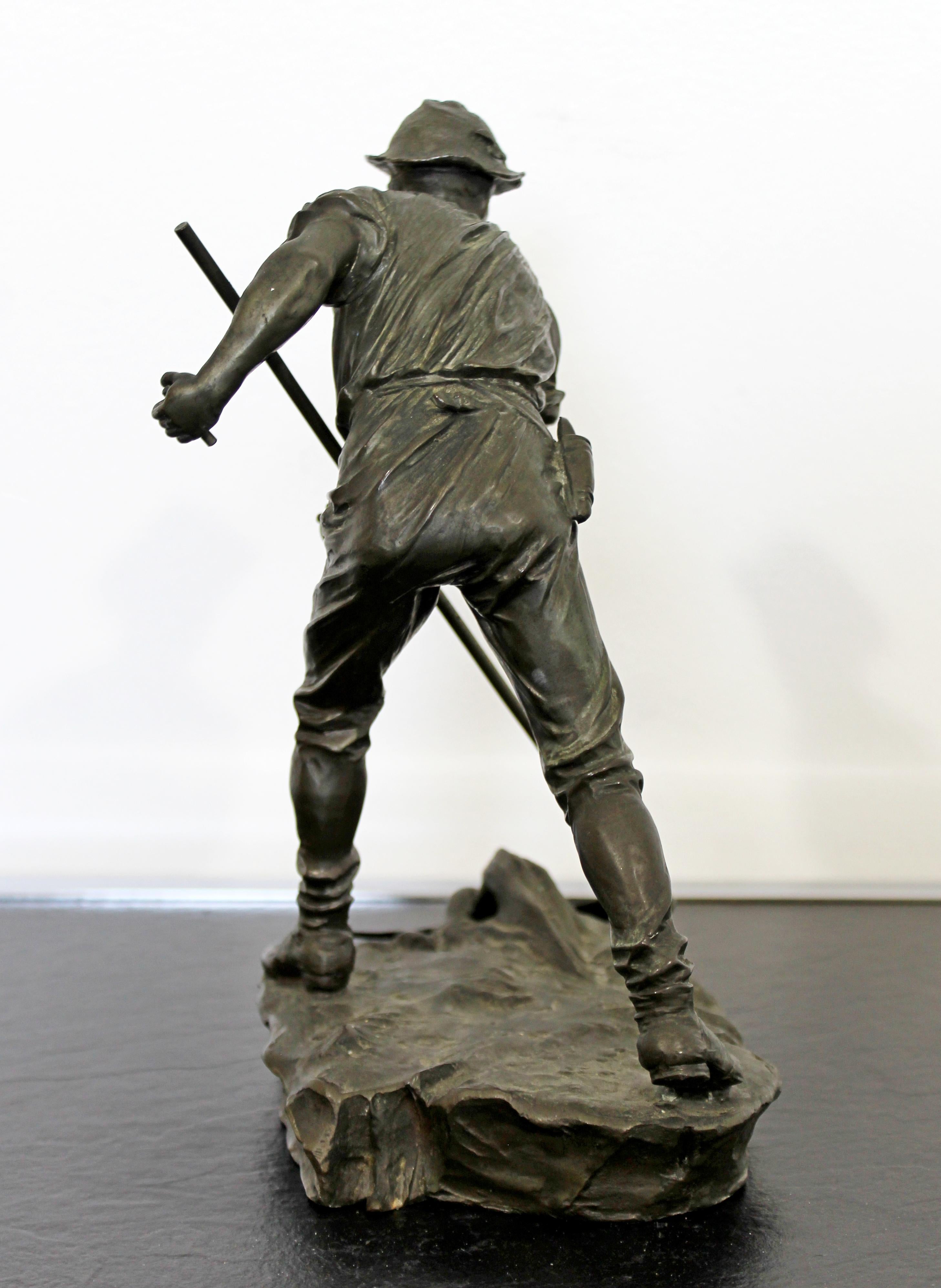 Mid-Century Modern Pot Metal Table Sculpture of Man Farming 2