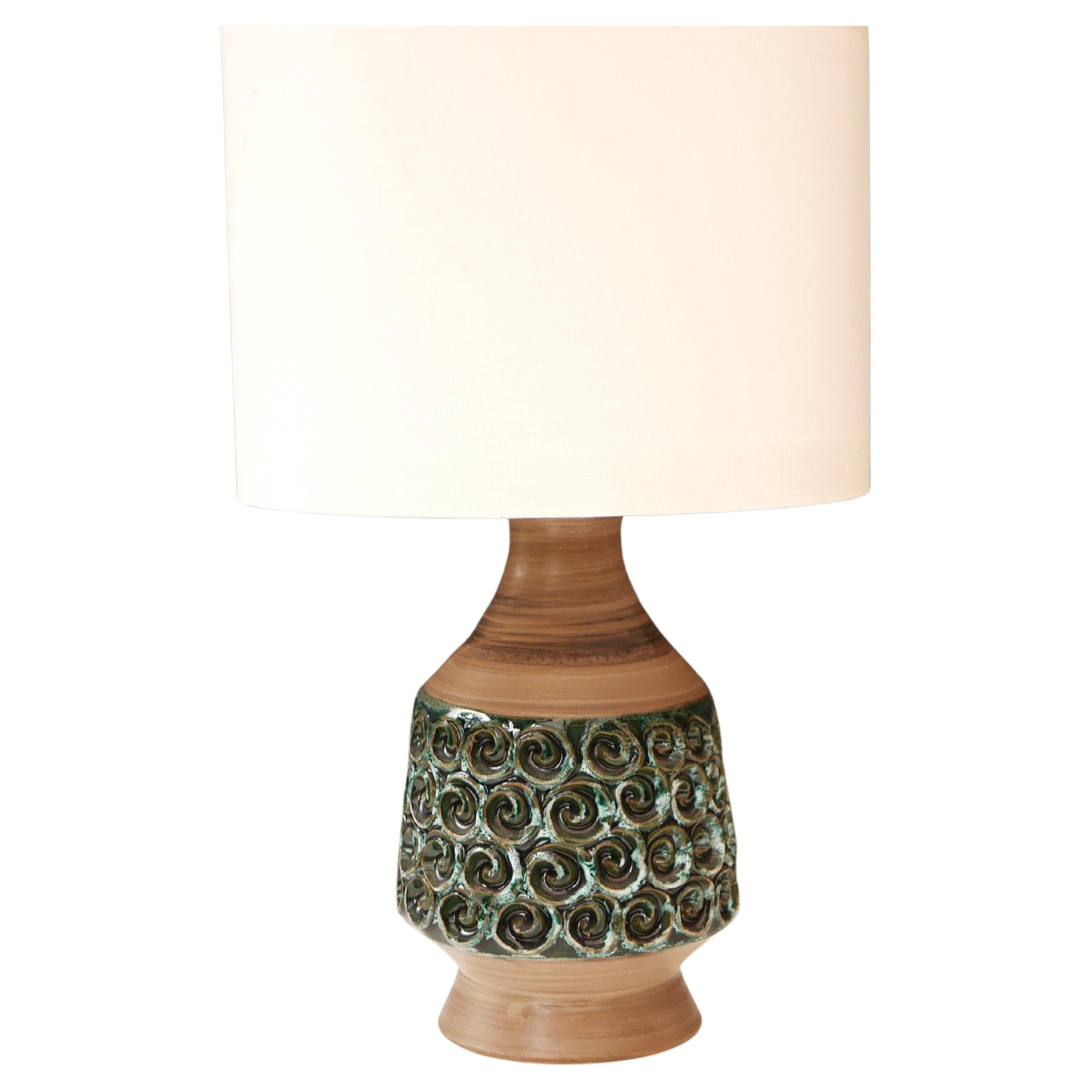 Mid-century modern pottery Bitossi table lamp base, Italy.