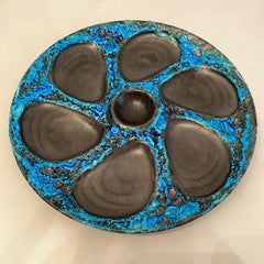 Mid-Century Modern Pottery Fat Lava Oyster Plate Meereschaum Cyclope, France