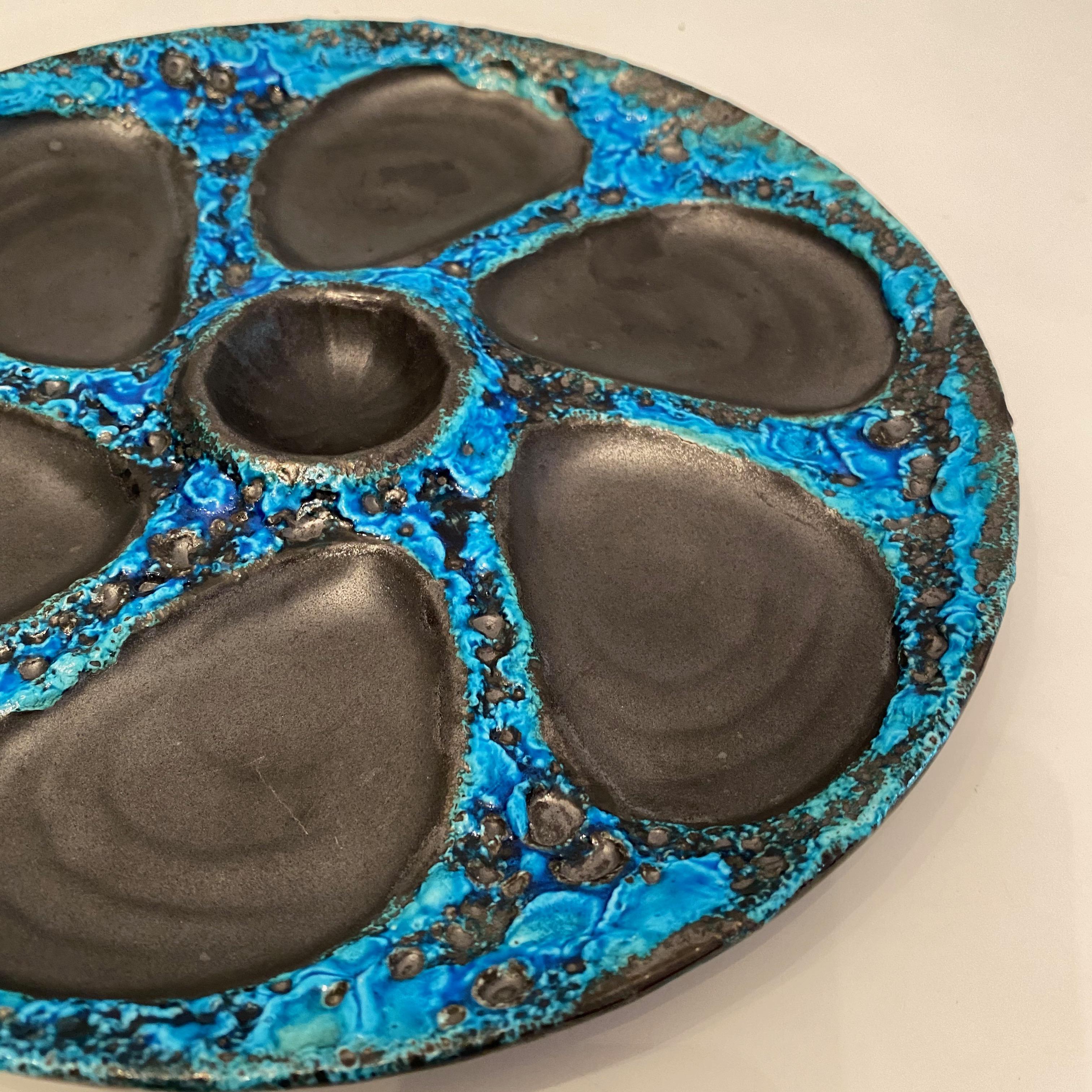 Mid-Century Modern Pottery Fat Lava Oyster Plate Meereschaum Cyclope, France In Good Condition In Nuernberg, DE