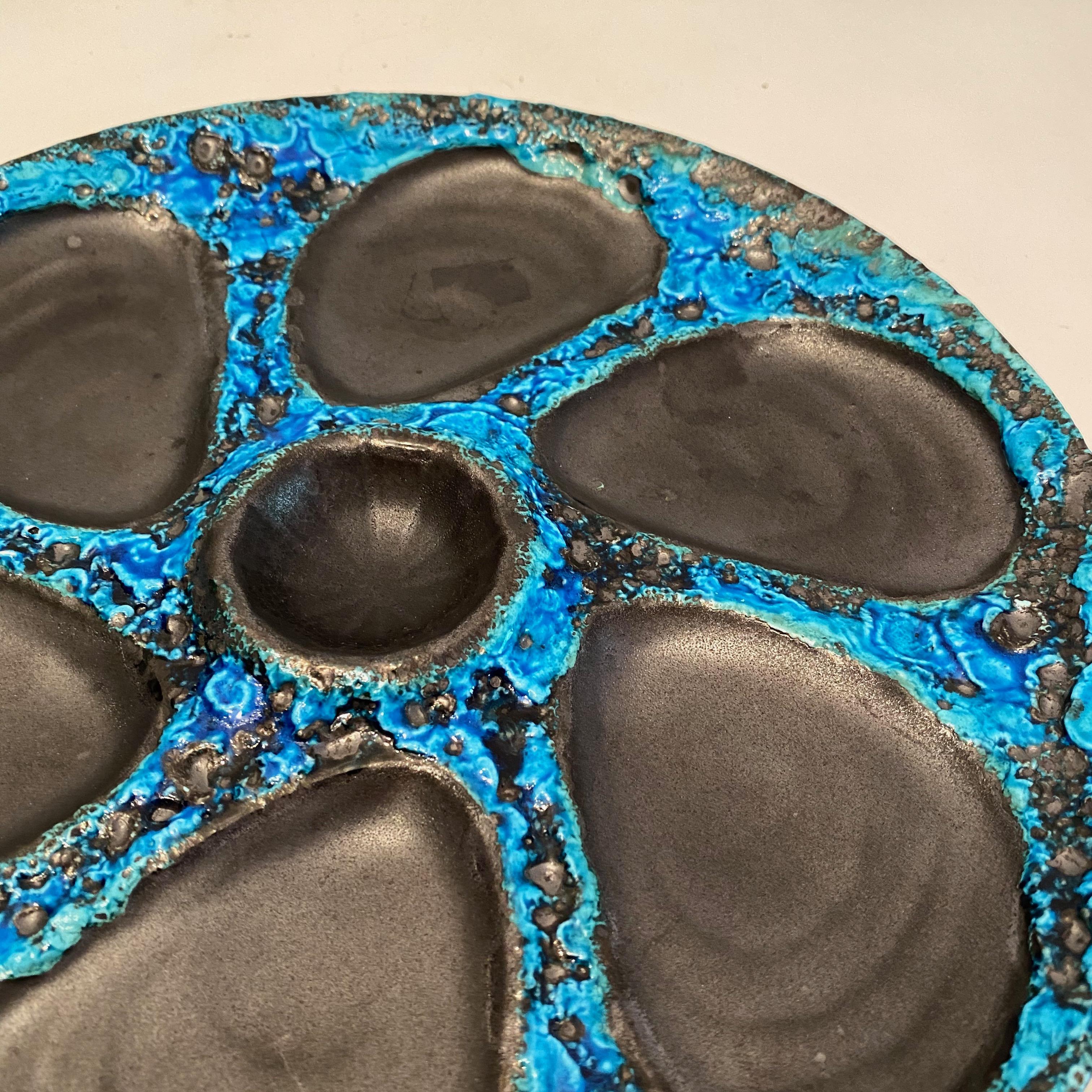 Late 20th Century Mid-Century Modern Pottery Fat Lava Oyster Plate Meereschaum Cyclope, France