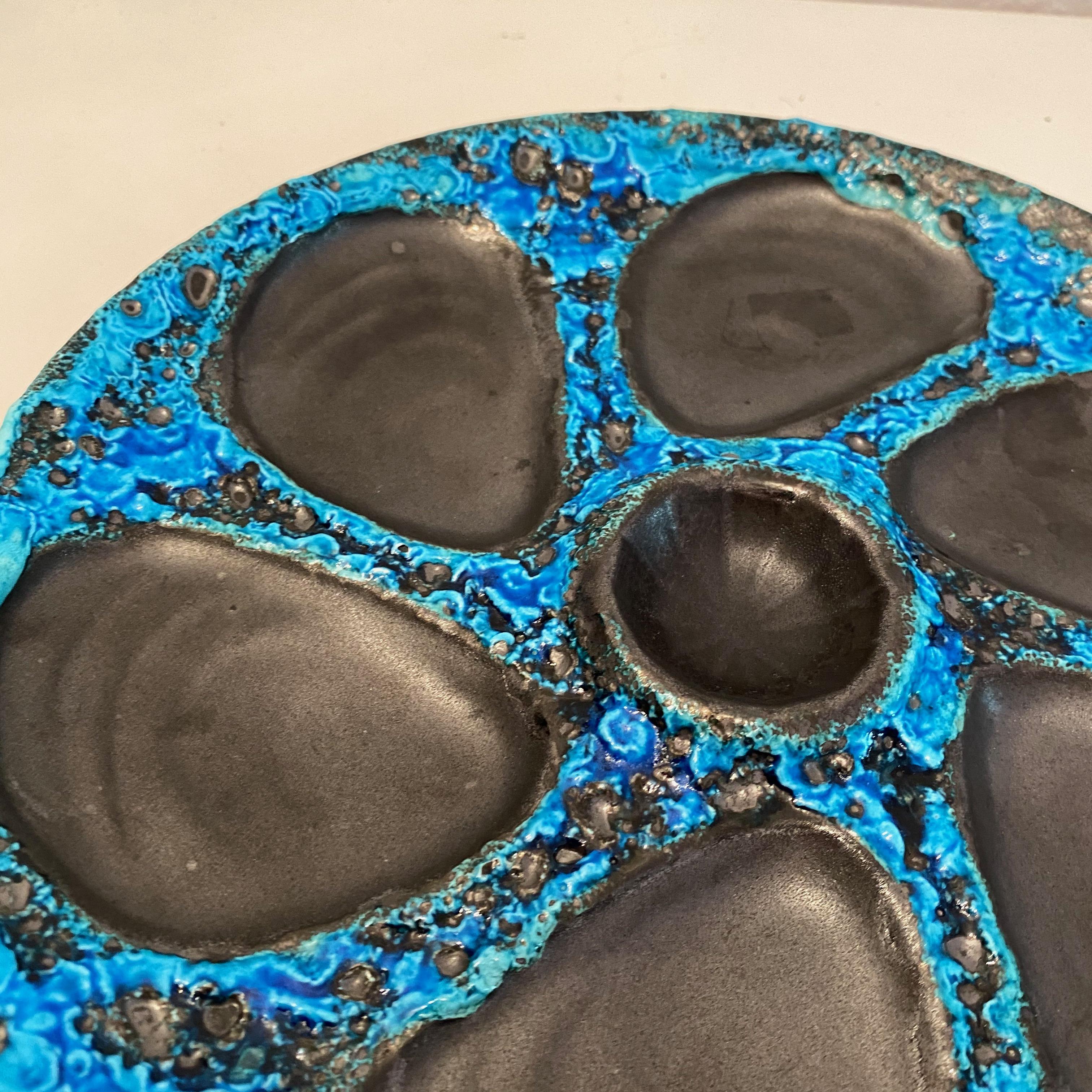 Ceramic Mid-Century Modern Pottery Fat Lava Oyster Plate Meereschaum Cyclope, France