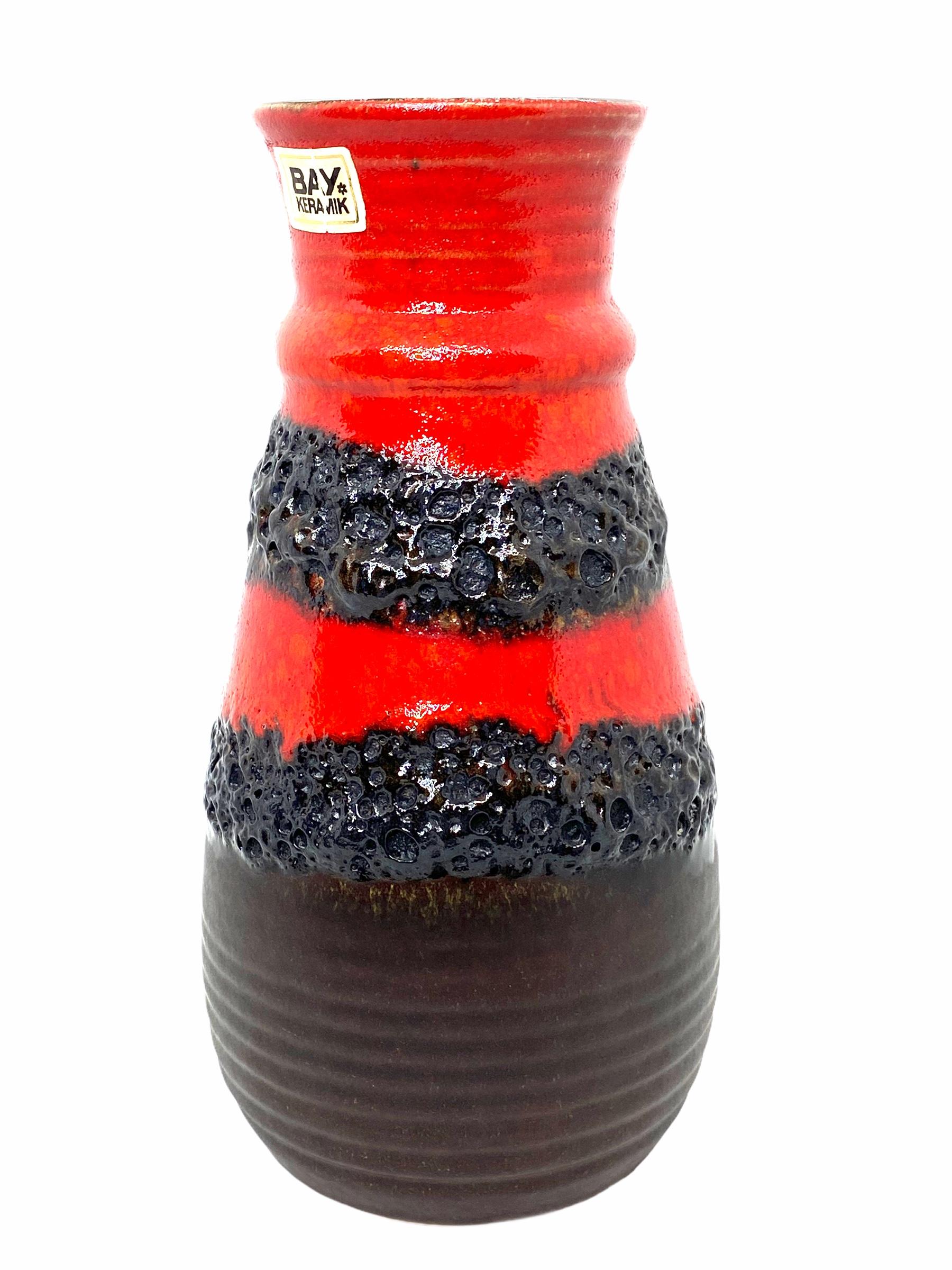 Mid-Century Modern Vase en poterie de lave grasse moderne du milieu du siècle dernier par Bay Keramik, Allemagne, 1970 en vente