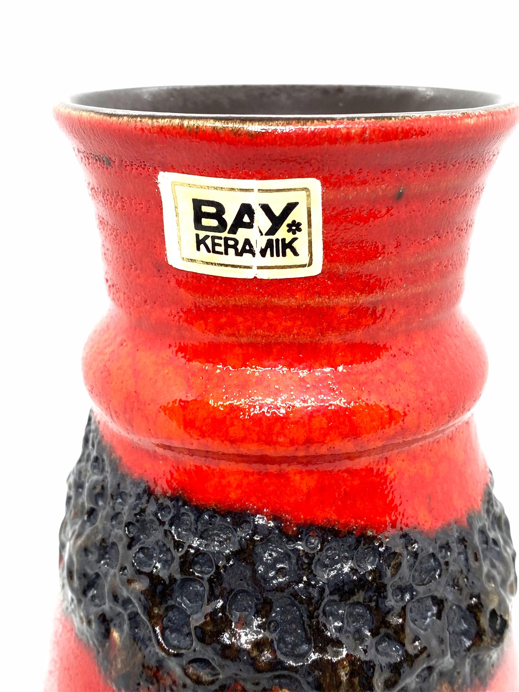 Late 20th Century Mid-Century Modern Pottery Fat Lava Vase by Bay Keramik, Germany, 1970s For Sale