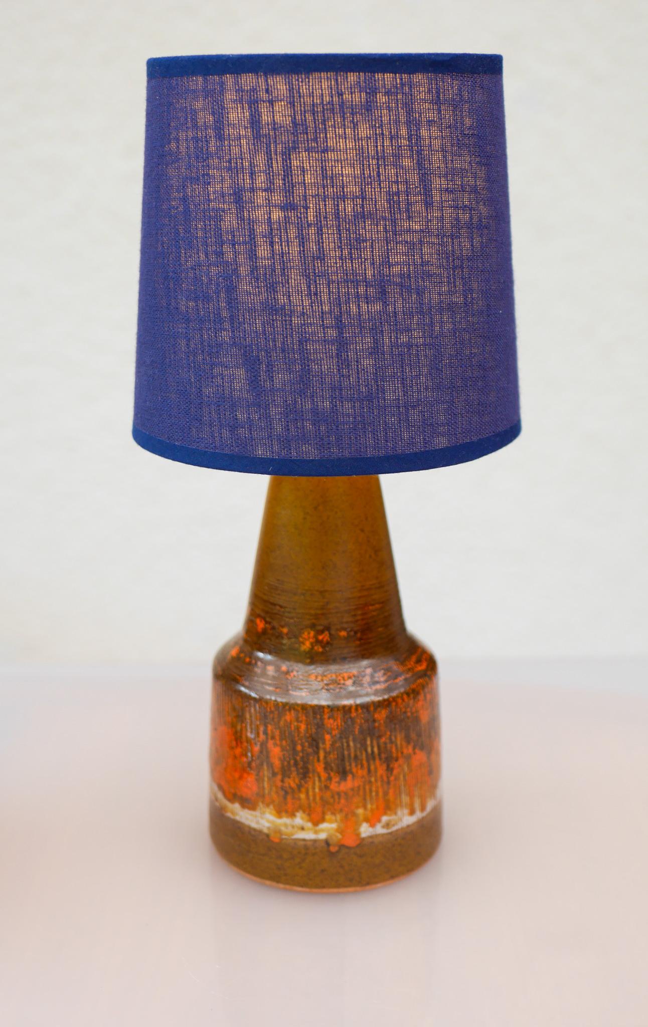 Mid-century modern pottery lamp from Tilgmans, Sweden. In Good Condition For Sale In Skarpnäck, SE