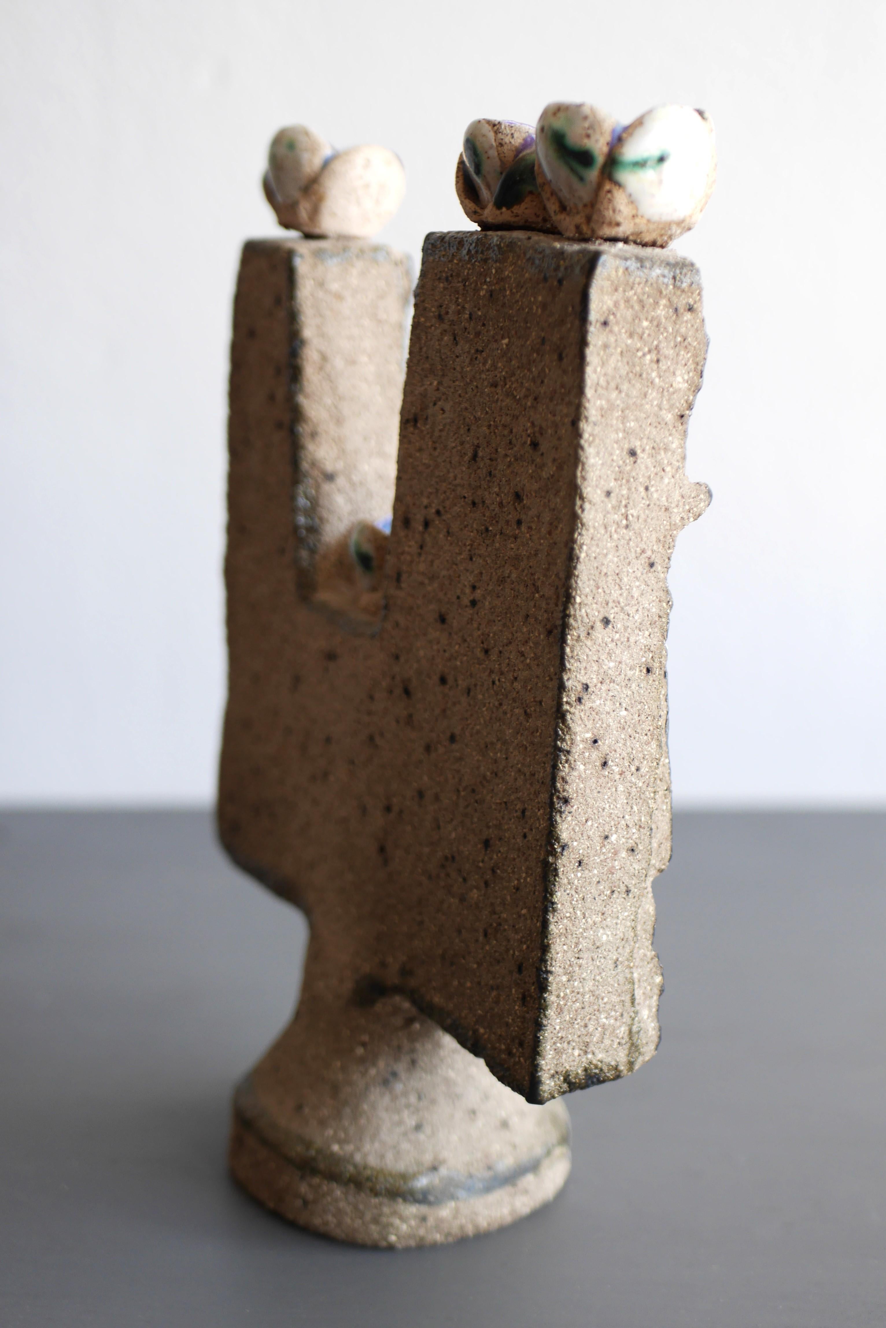 Mid-century modern abstract pottery sculpture, by T. Hellström Nittsjö, Sweden 3