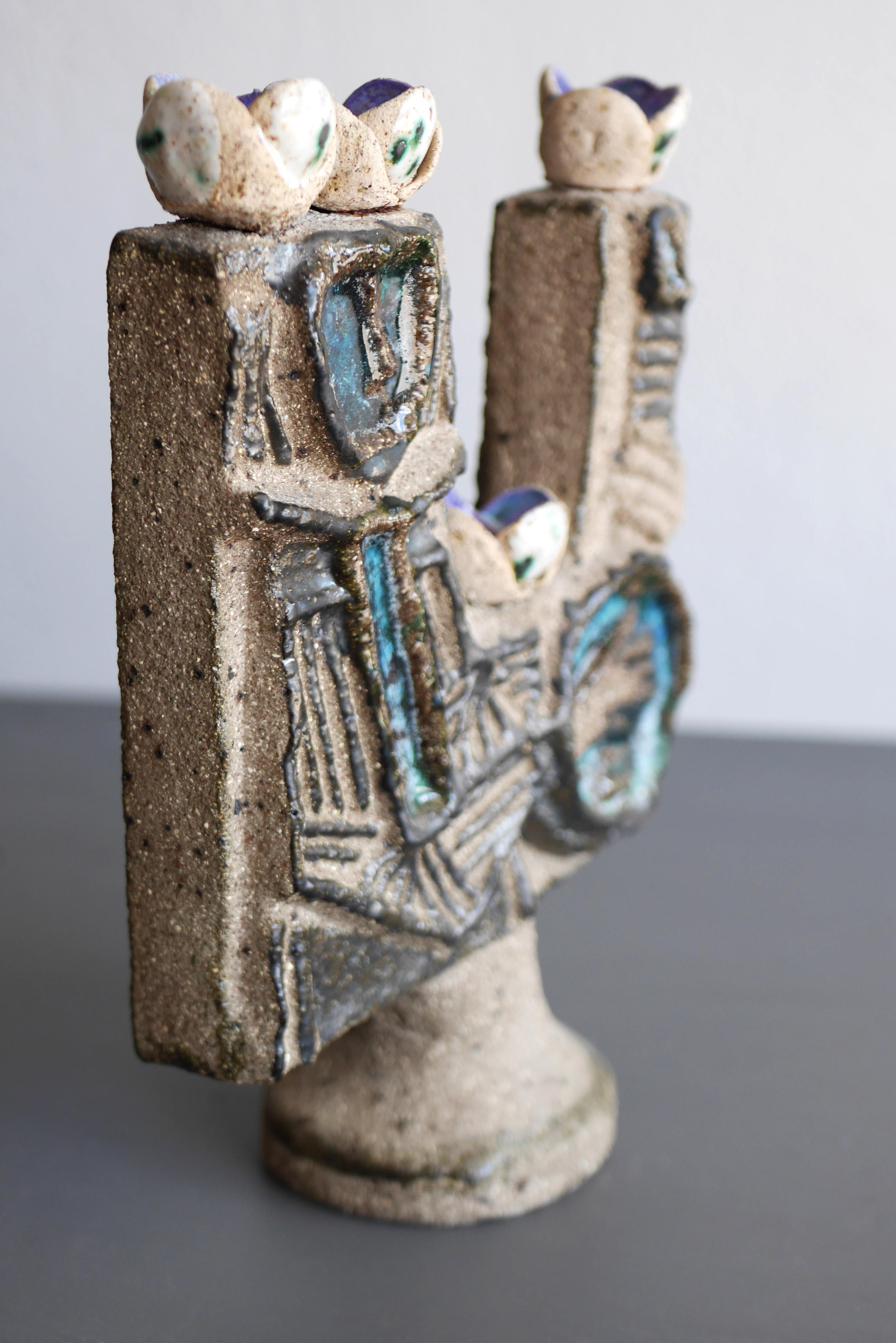 Mid-century modern abstract pottery sculpture, by T. Hellström Nittsjö, Sweden 4