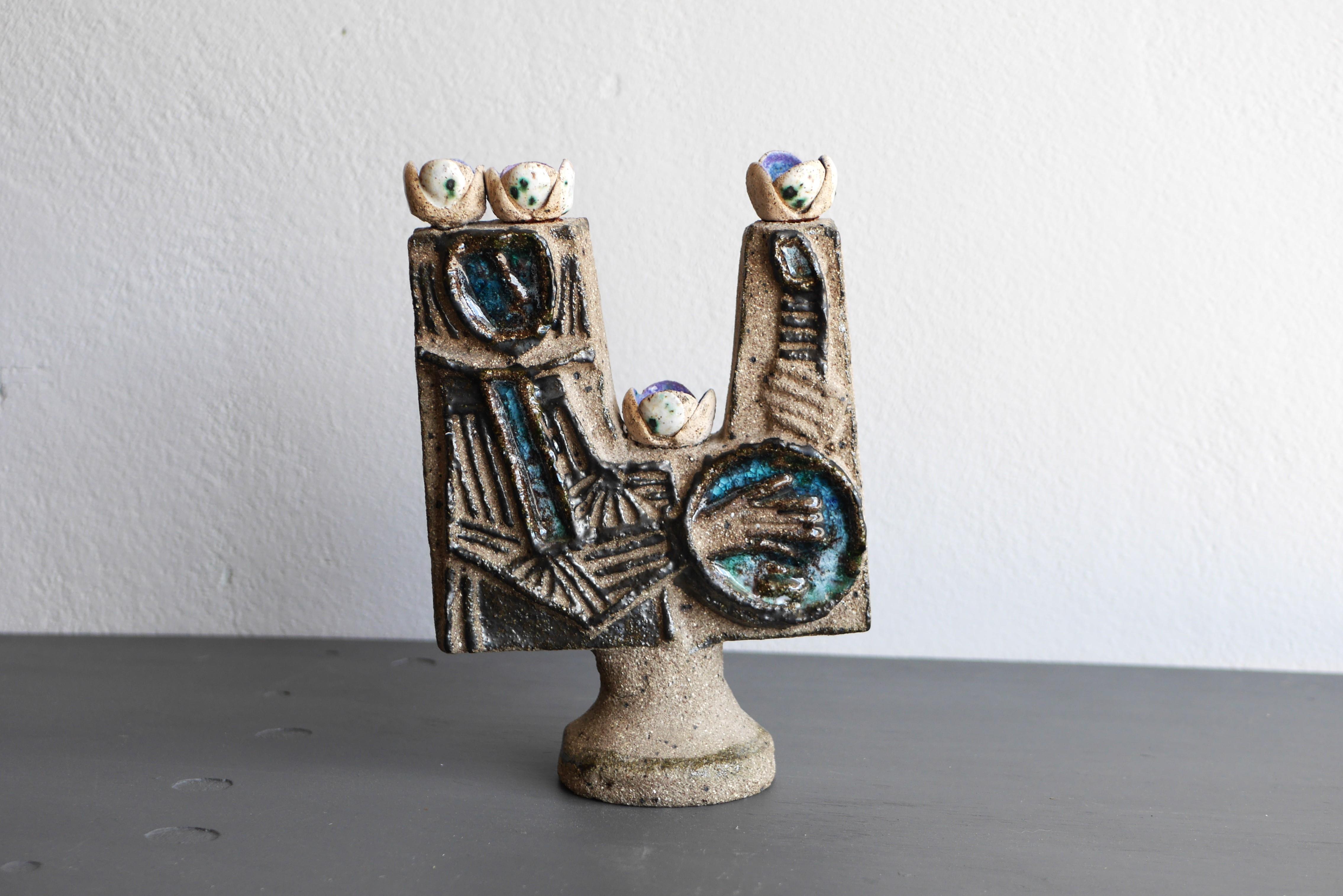 Mid-century modern abstract pottery sculpture, by T. Hellström Nittsjö, Sweden 5