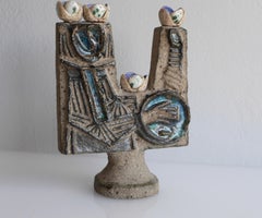 Mid-century modern abstract pottery sculpture, by T. Hellström Nittsjö, Sweden