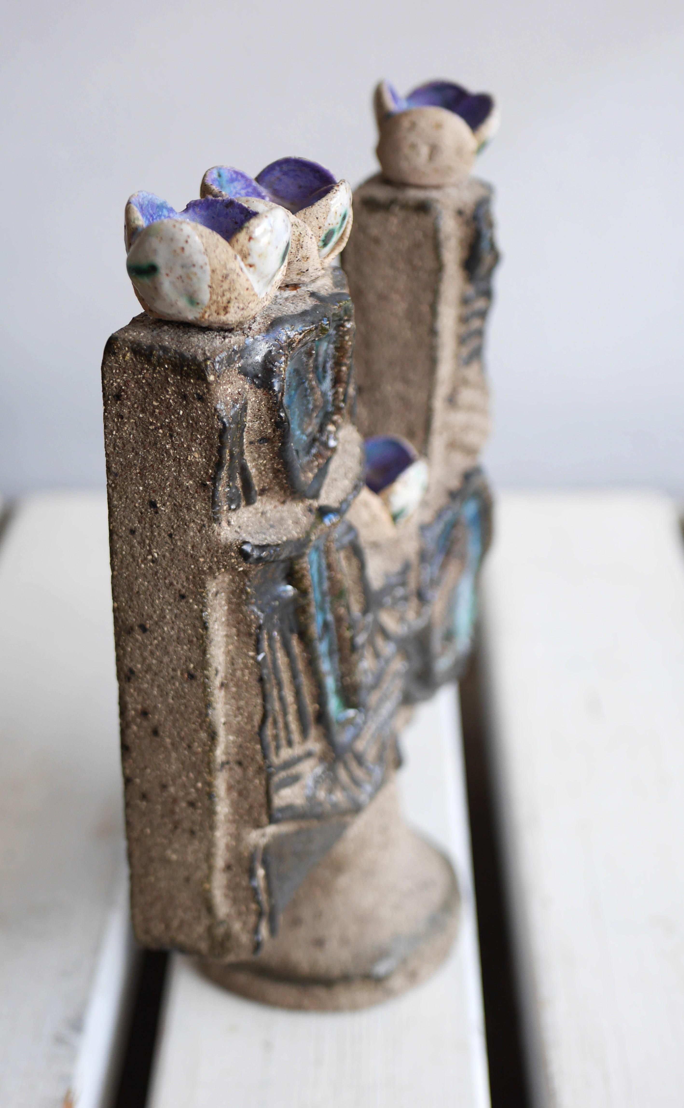 Hand-Crafted Mid-century modern abstract pottery sculpture, by T. Hellström Nittsjö, Sweden
