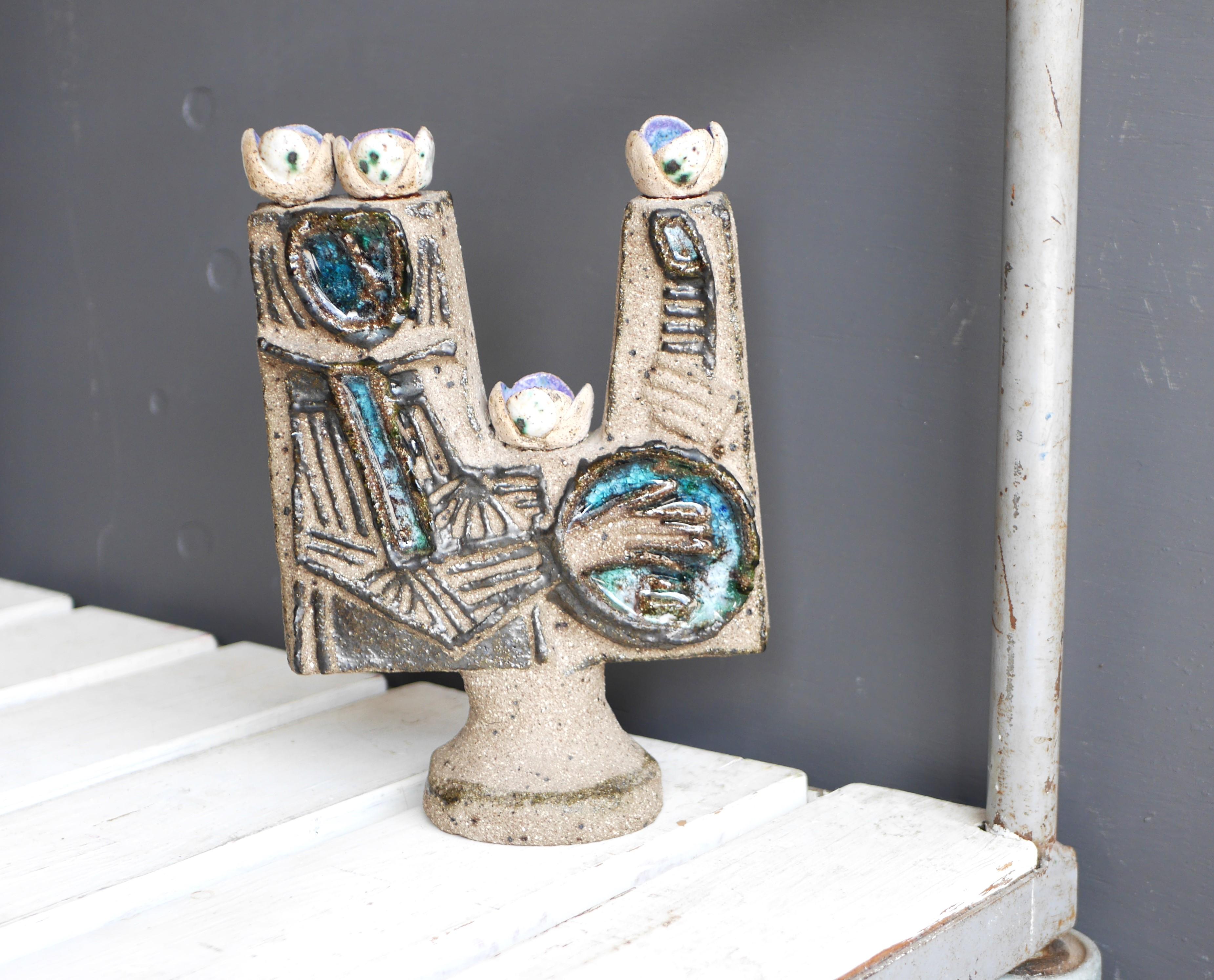 Late 20th Century Mid-century modern abstract pottery sculpture, by T. Hellström Nittsjö, Sweden