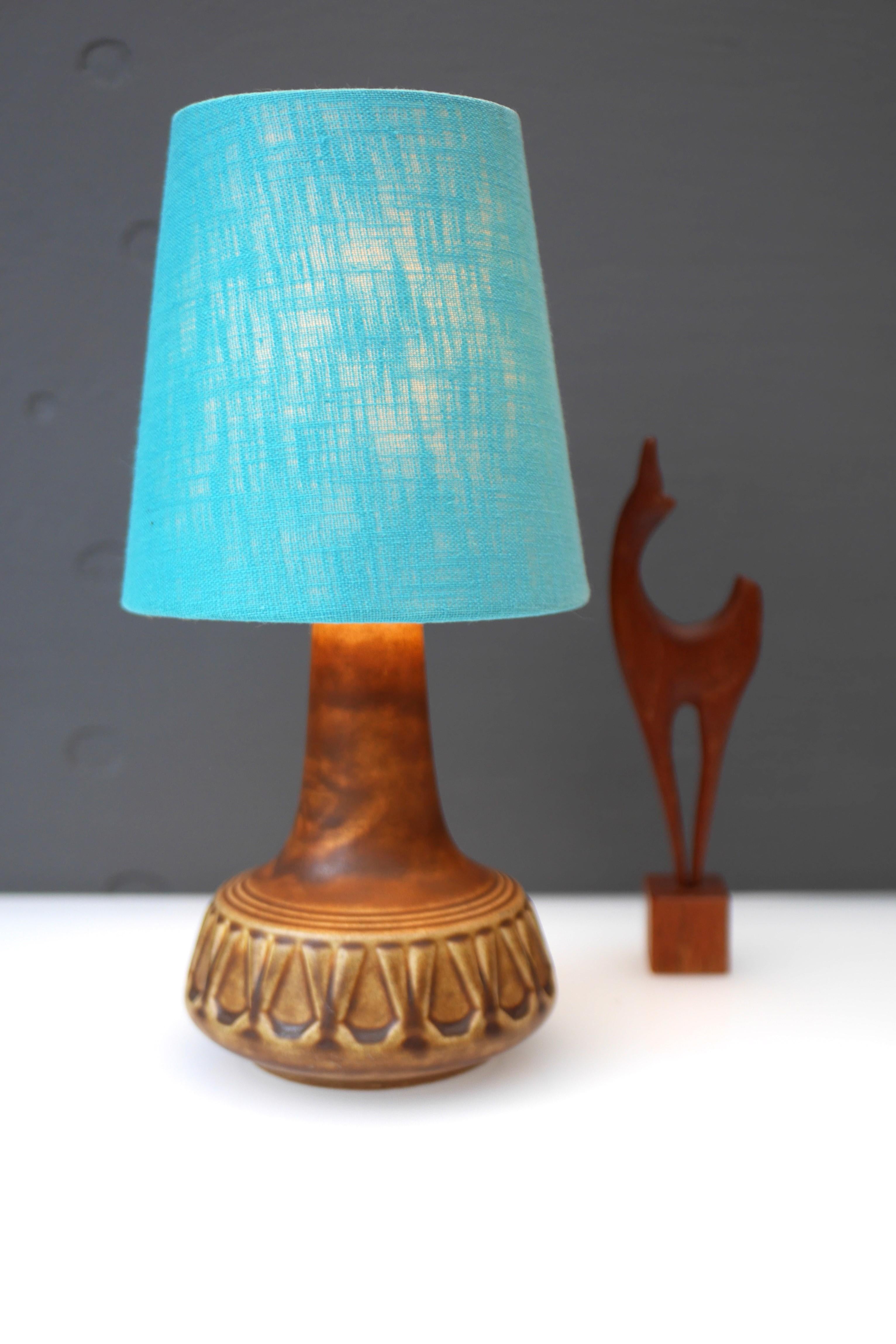 Mid-20th Century Mid-century modern pottery table lamp from Söholm, Denmark.  For Sale