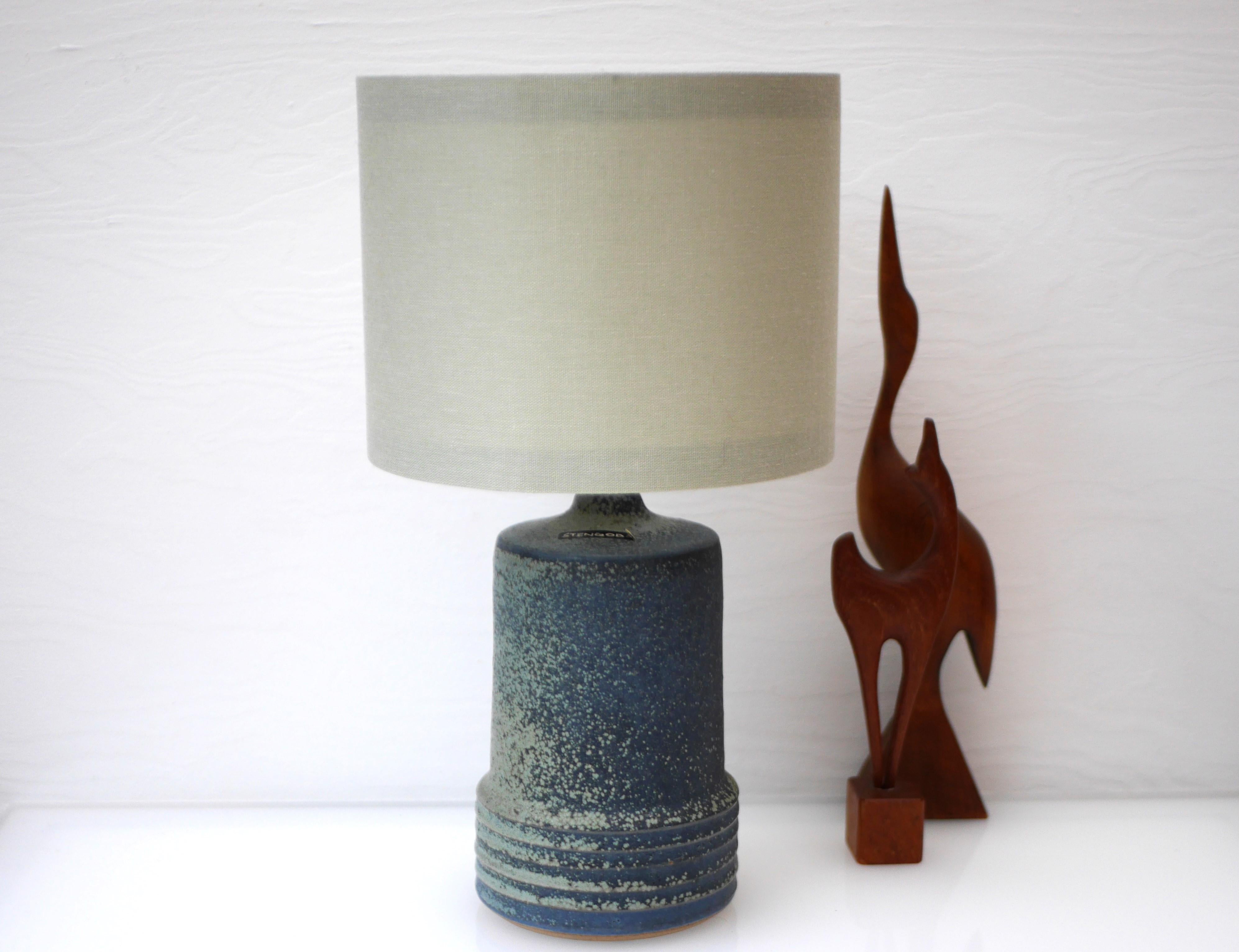 A gorgeous vintage handmade ceramic stoneware table lamp base made by Rolf Palm, Höganäs, Sweden. This lamp is a classic, elegant and timeless lamp. The shape is as most of his work simple, it has a contemporary feeling, yet it is the glazing that