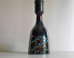 Mid-century modern pottery table lamp with "Candy glazing" from Söholm, Denmark.
