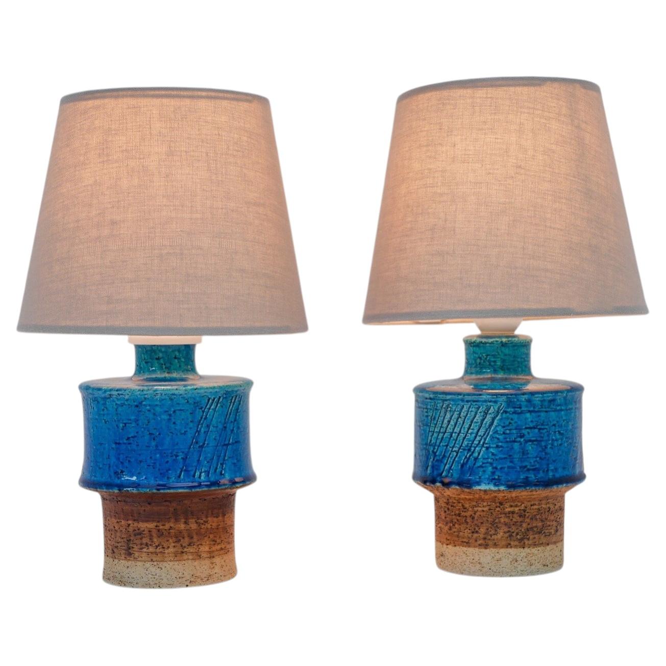 Mid-century modern pottery table lamps by Inger Persson Rörstrand, Sweden For Sale