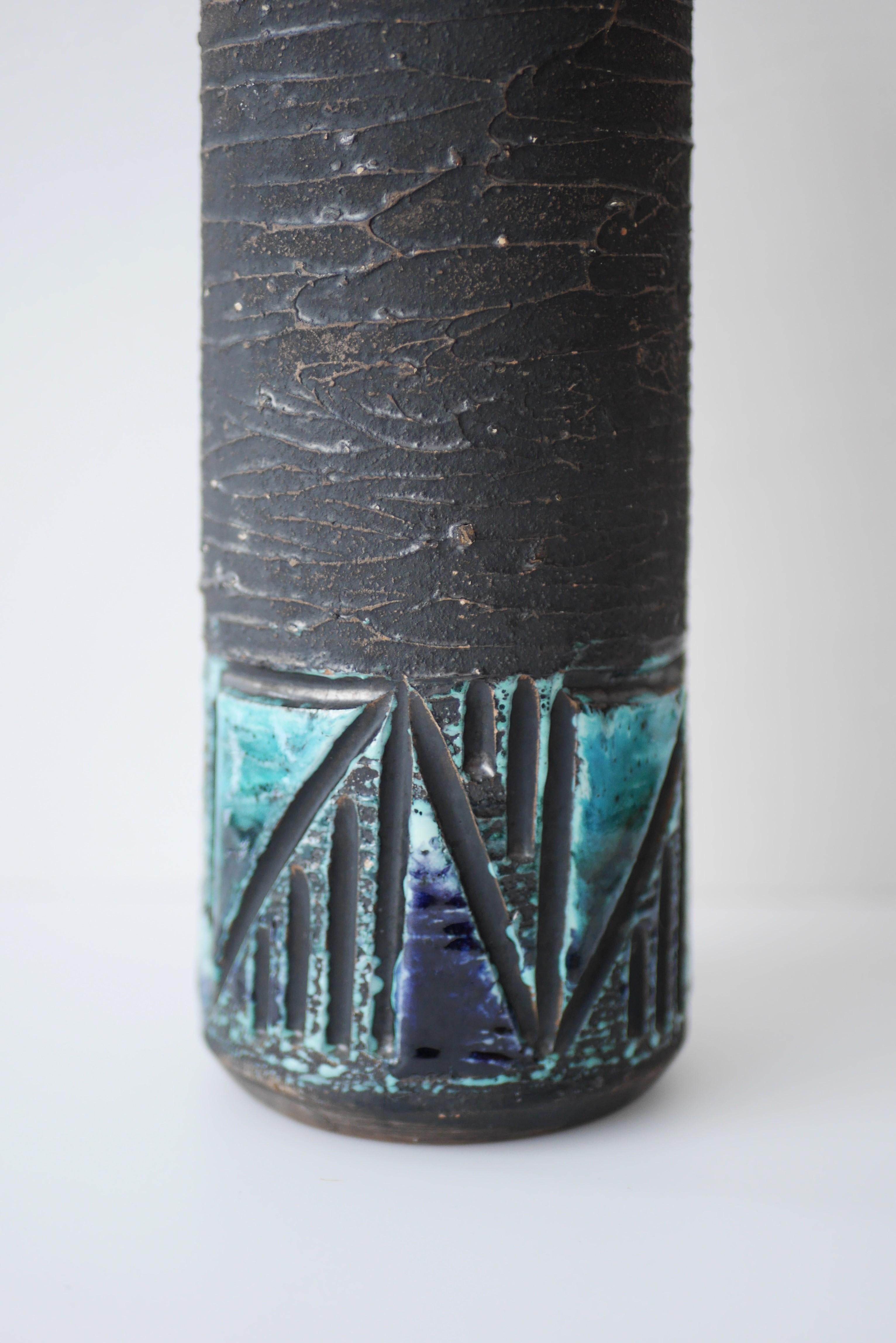 Wicker Mid-century modern pottery vase from Tilgmans, Sweden  For Sale