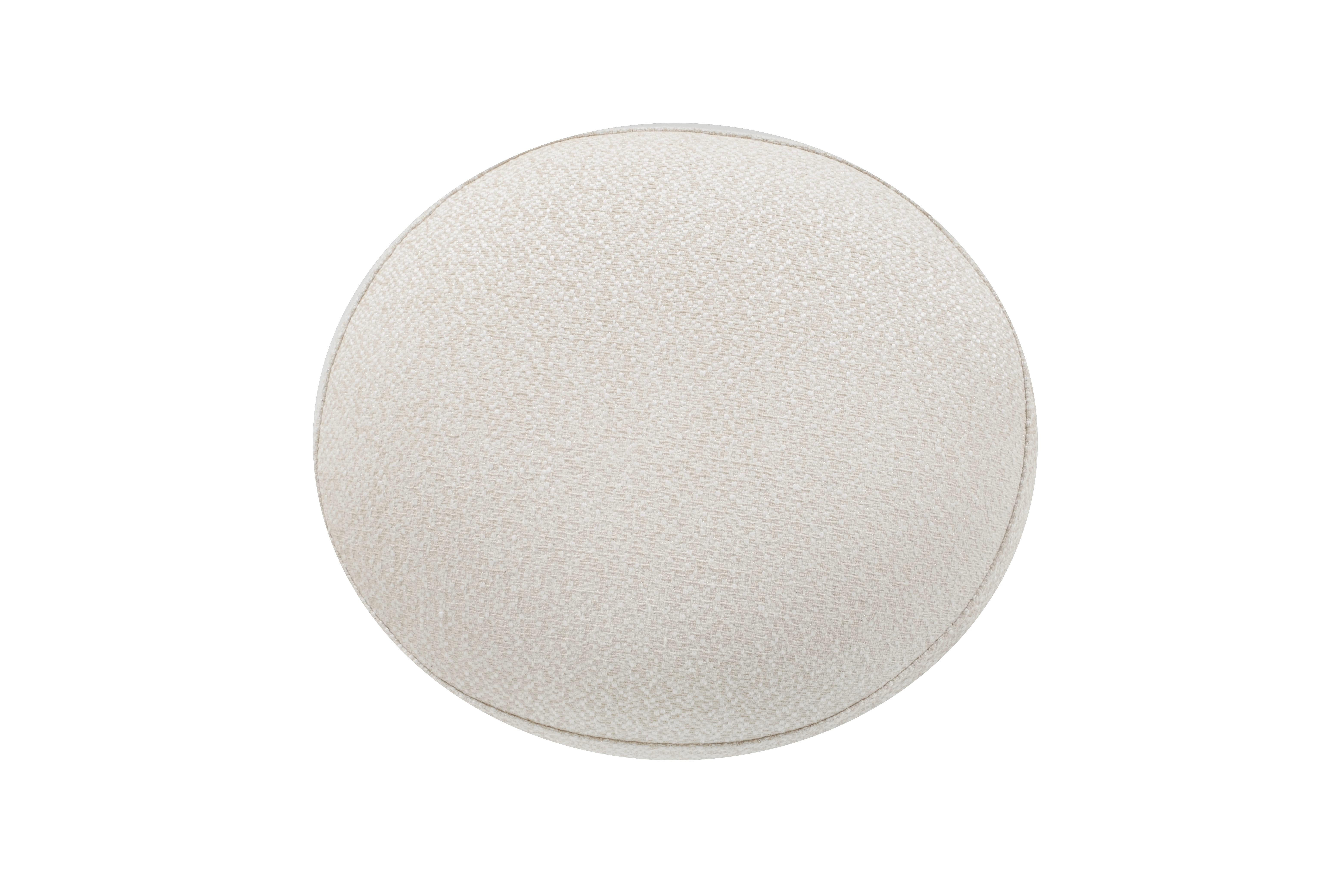 Mid-Century Modern Pouf moderne du milieu du siècle, jacquard crème, chêne, fabriqué à la main par Greenapple en vente