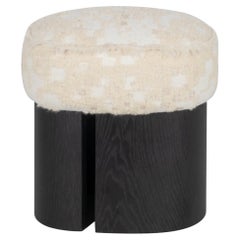 Mid-Century Modern Pouf Ottoman, Holly Hunt Cream Fabric, Handmade by Greenapple