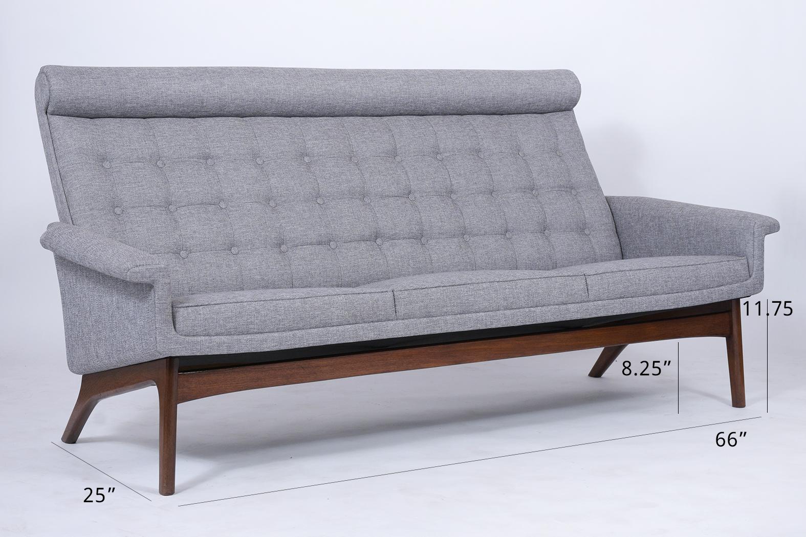 Carved Mid-Century Danish Modern Sofa