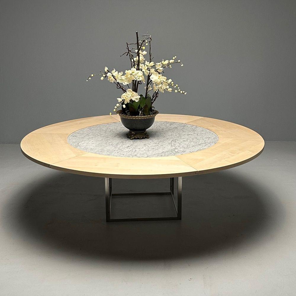 Danois Table de salle à manger PK-54 mi-siècle moderne Poul Kjaerholm, marbre, érable, acier, 2011 en vente