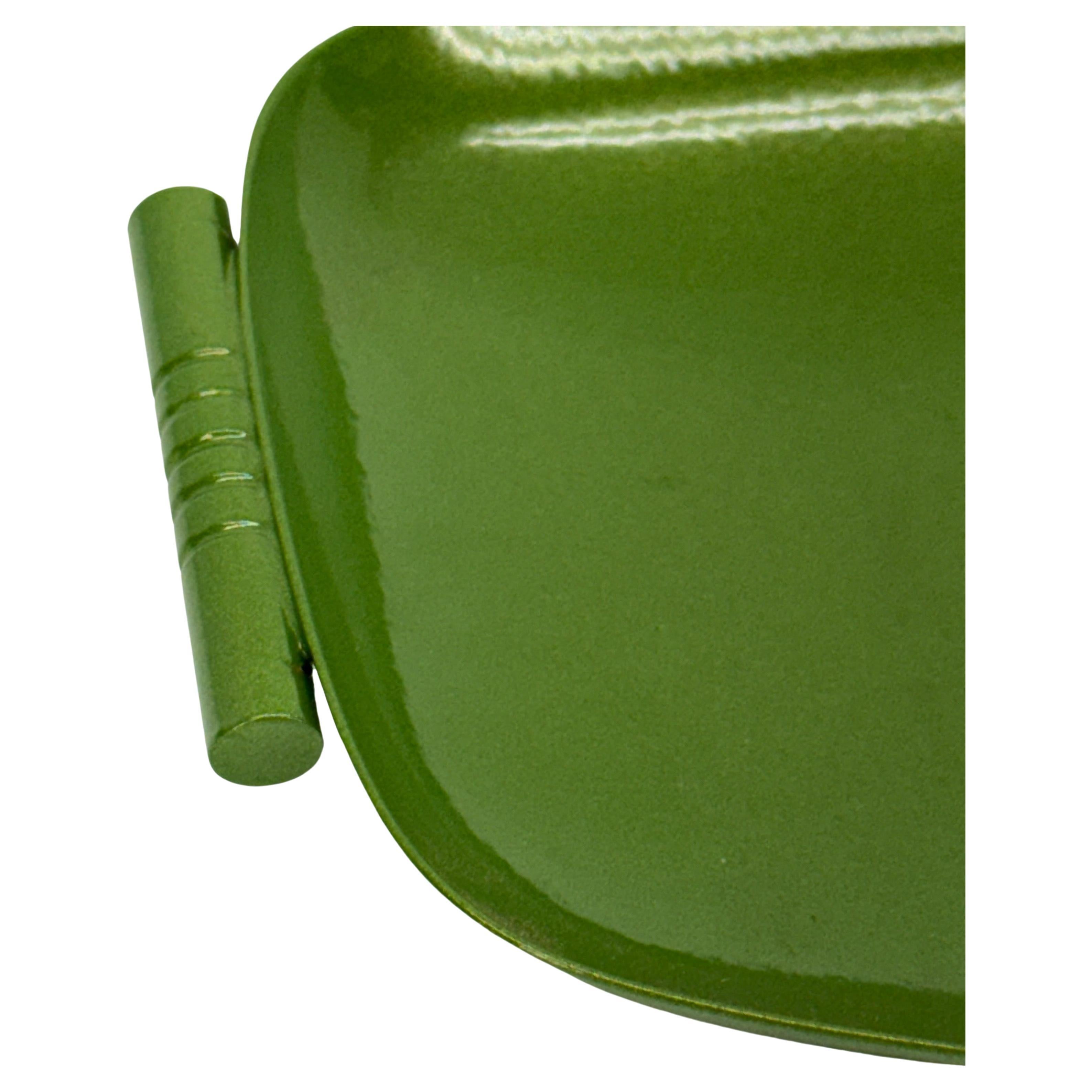 American Mid-Century Modern Powder-Coated Leafy Green Metal Tray or Dish For Sale