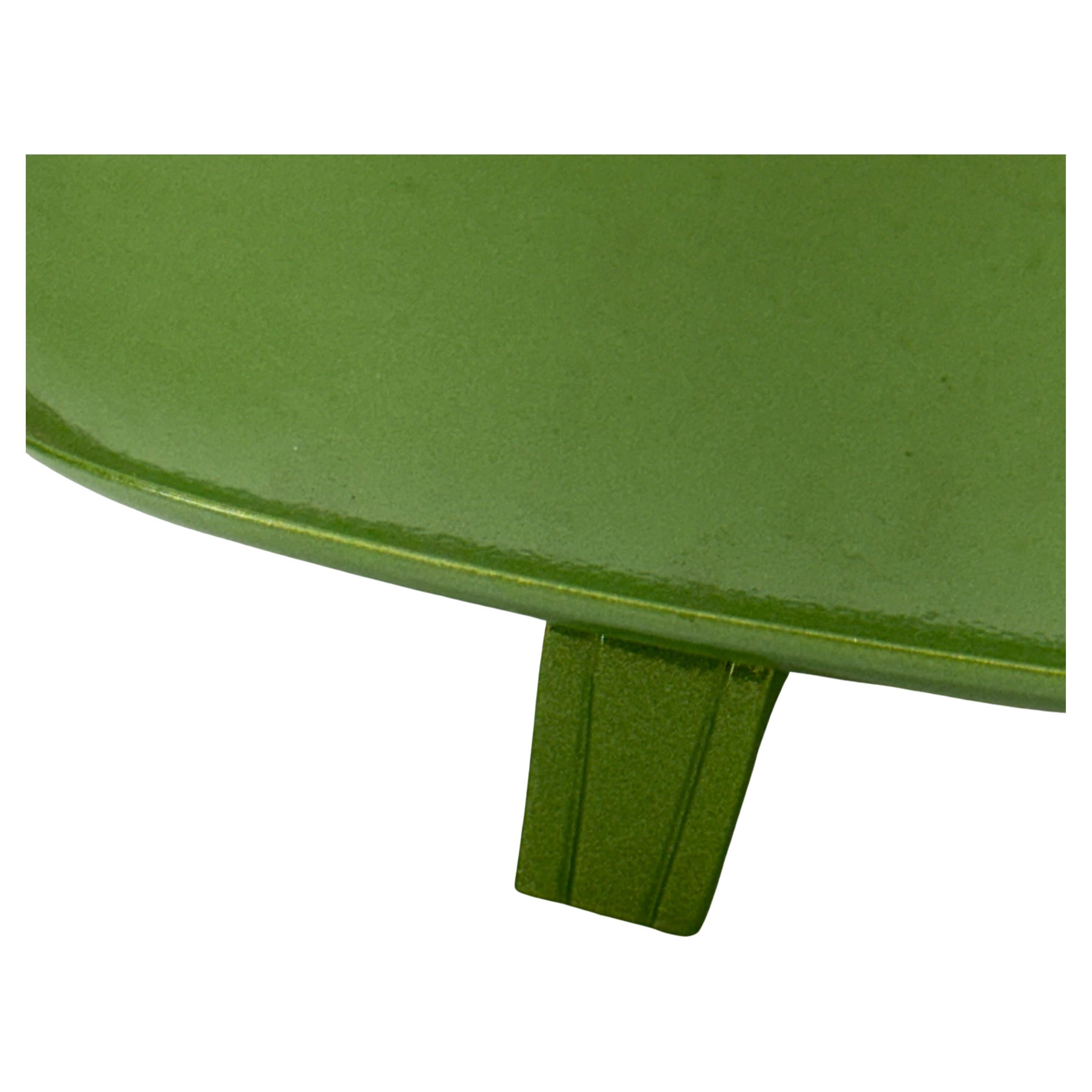 Hand-Crafted Mid-Century Modern Powder-Coated Leafy Green Metal Tray or Dish For Sale