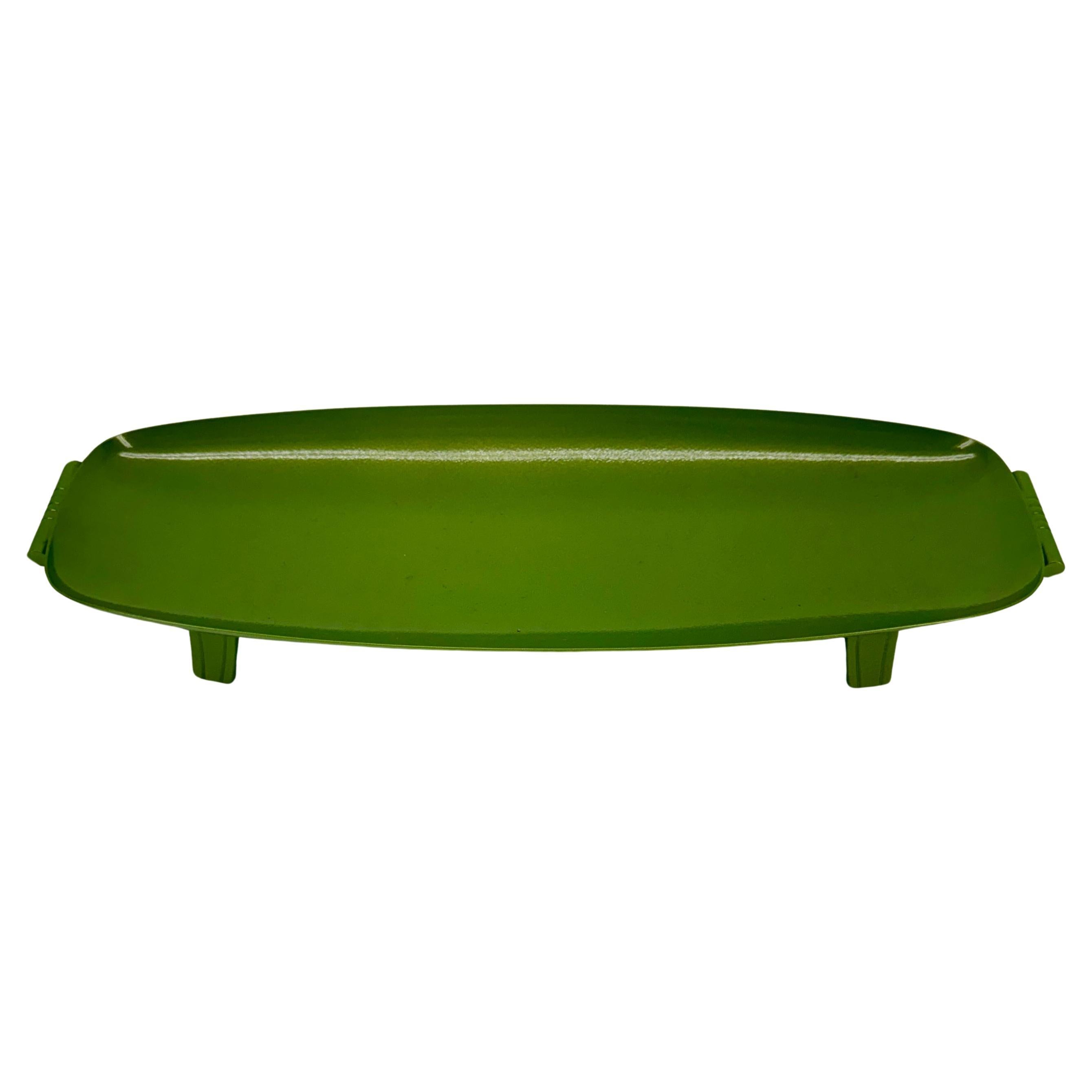 Mid-Century Modern Powder-Coated Leafy Green Metal Tray or Dish For Sale