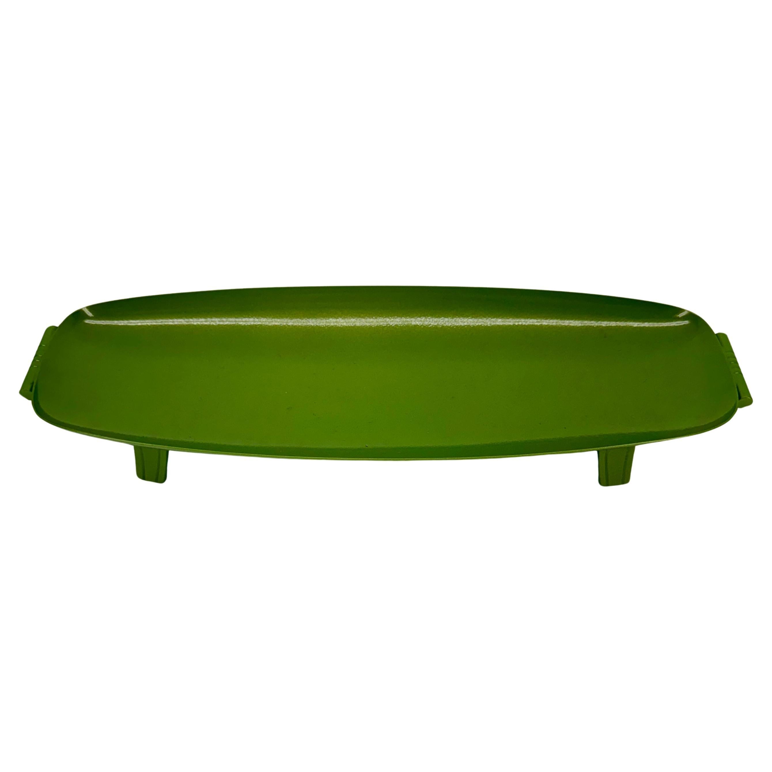 Mid-Century Modern Powder-Coated Leafy Green Metal Tray or Dish