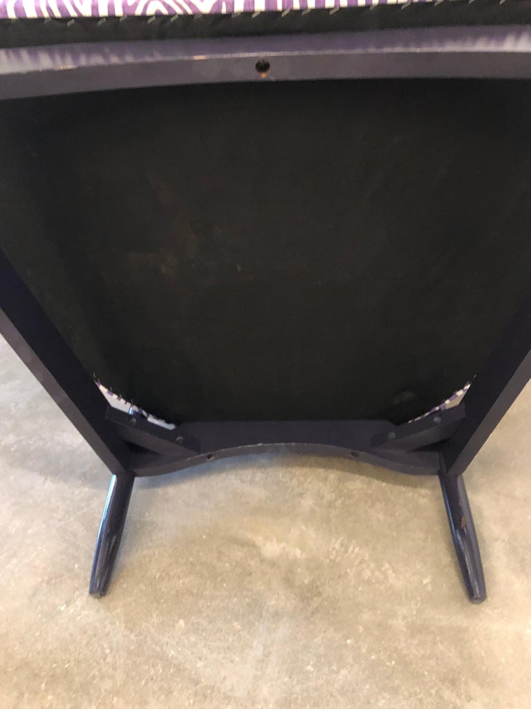 Pair of Newly Upholstered Purple and White Animal Print Barrel Back Lounge Chairs For Sale at