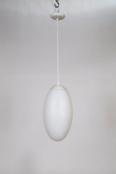 Mid-Century Modern Prescolite Egg Shaped Milk Glass Pendant
