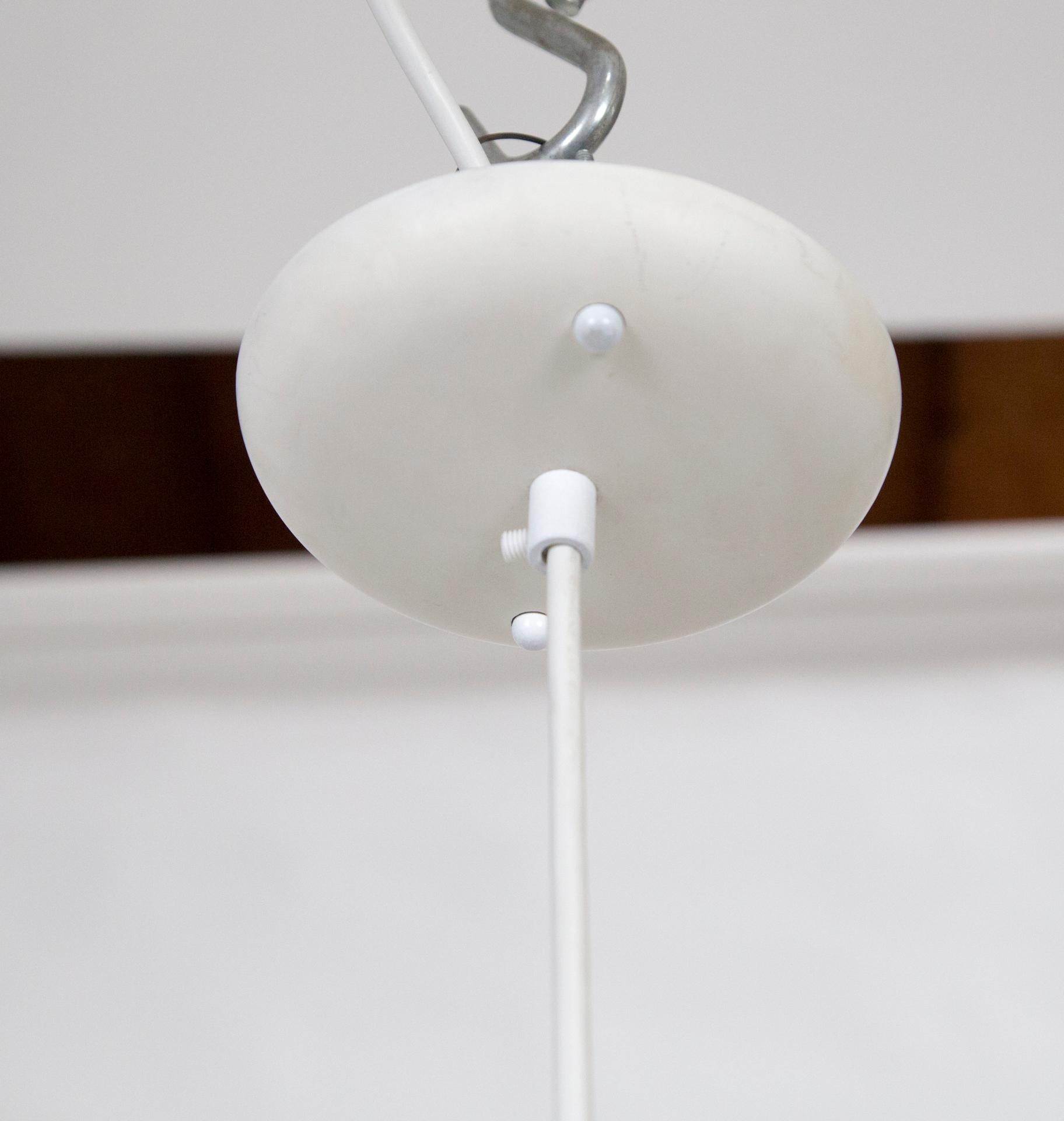 Mid-Century Modern Prescolite Egg Shaped Milk Glass Pendant In Good Condition In San Francisco, CA
